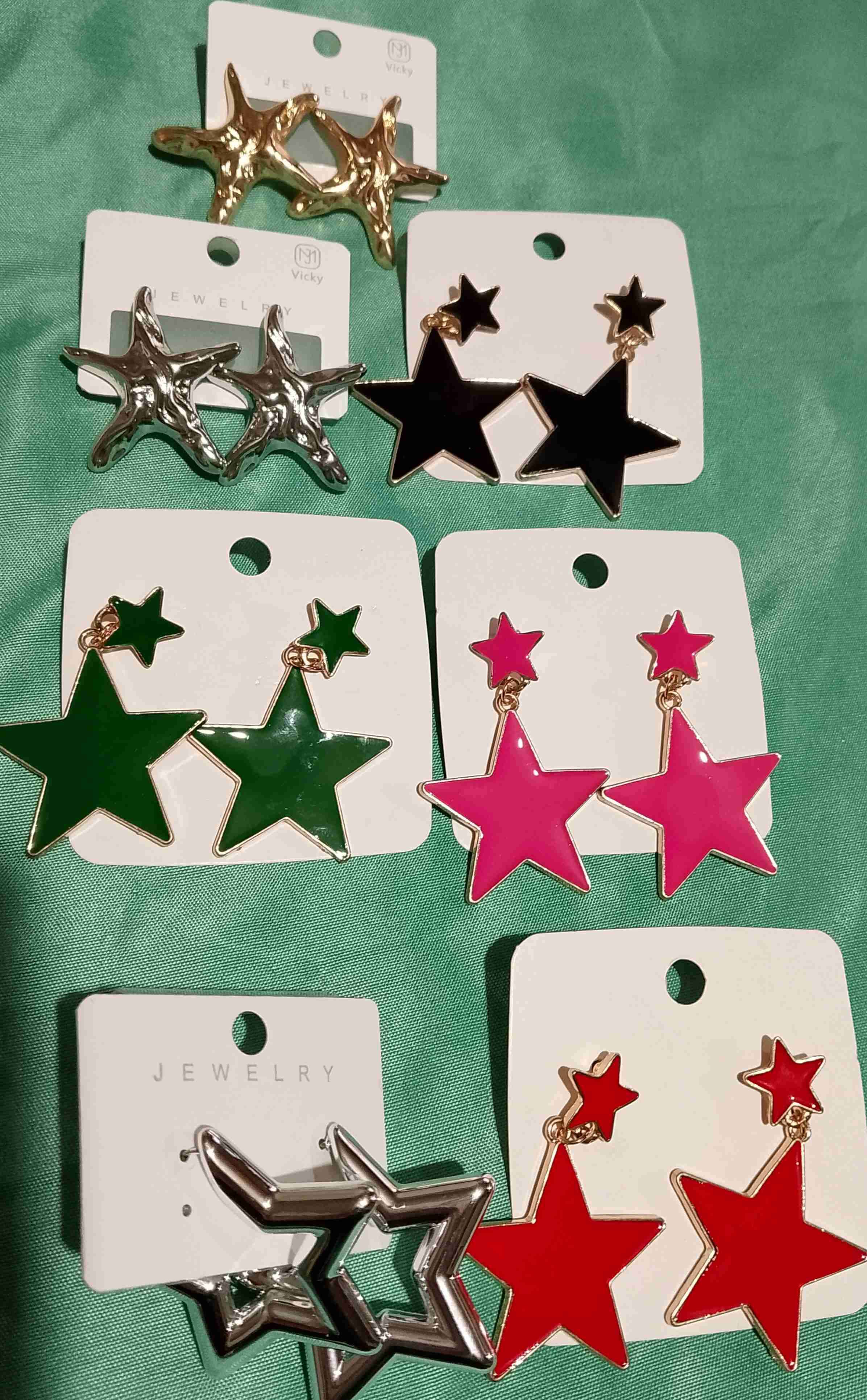 Set de aros coloridos Fantasía fina y acero - miniatura 2