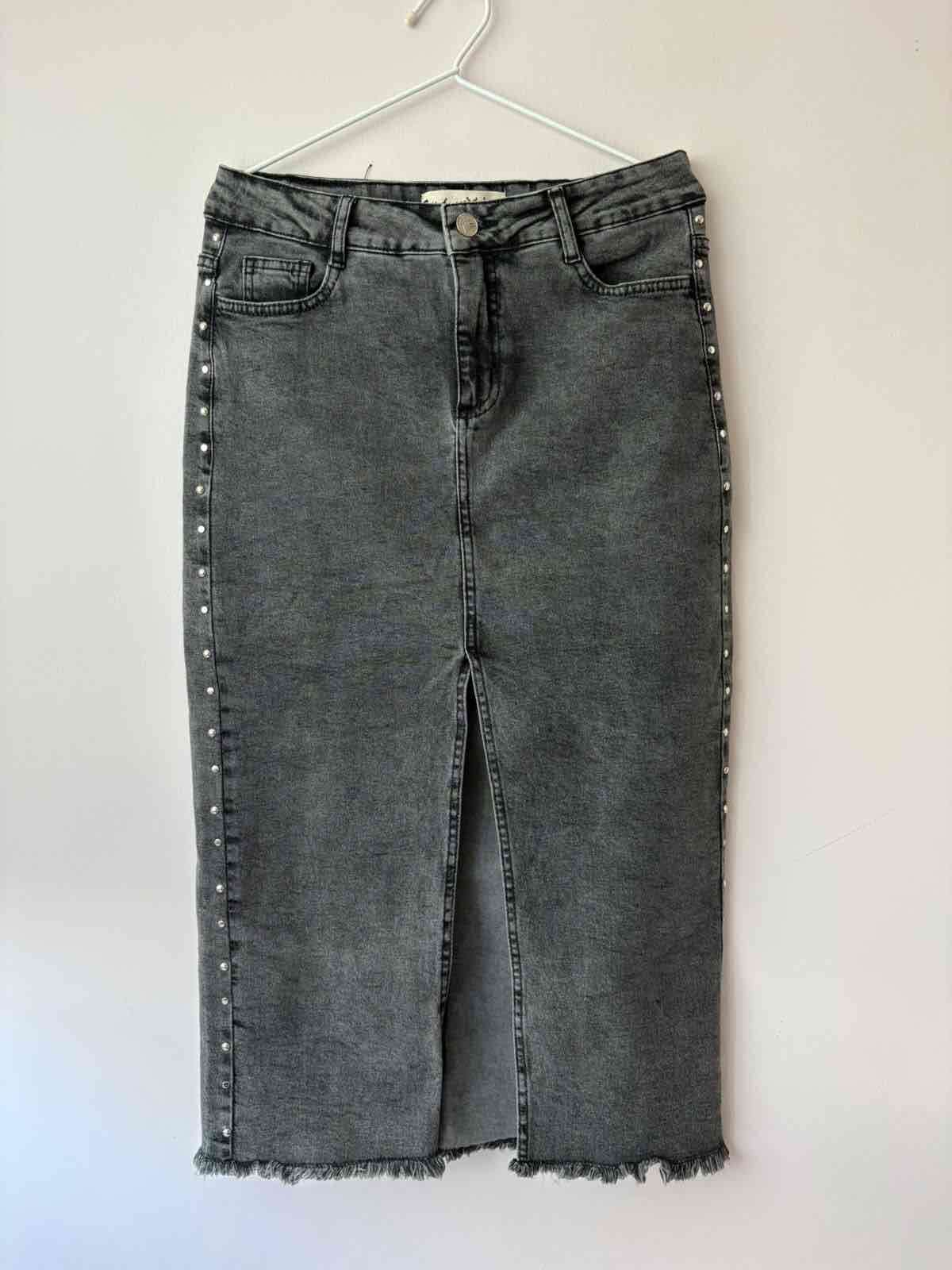 Falda Raindoor denim gris con tachas L - 1