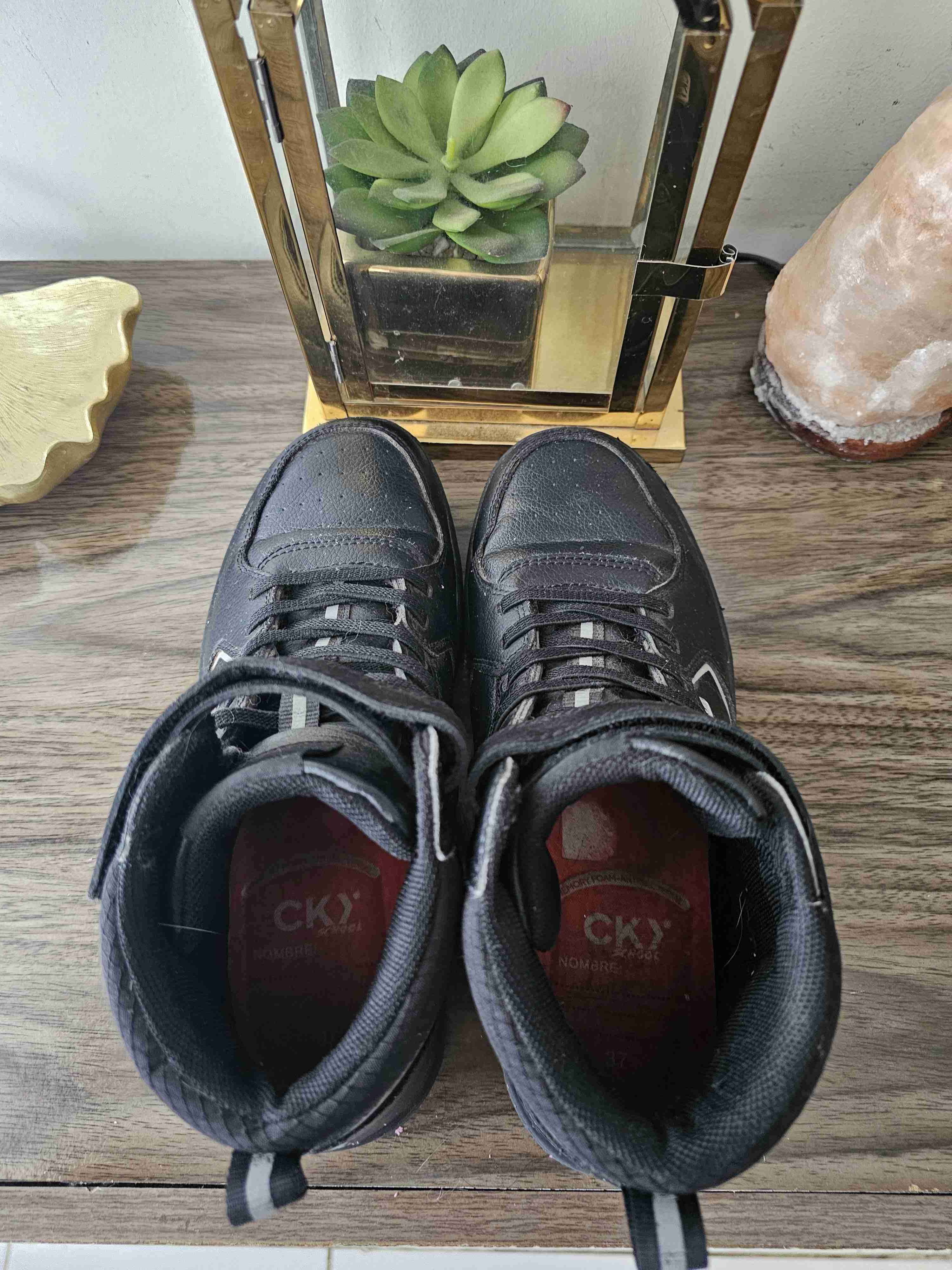 Zapatillas escolares negras unisex, con velcro - miniatura 5