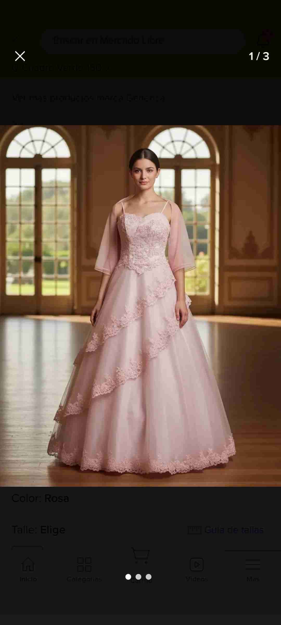 Vestido de fiesta rosa con encaje - miniatura 2