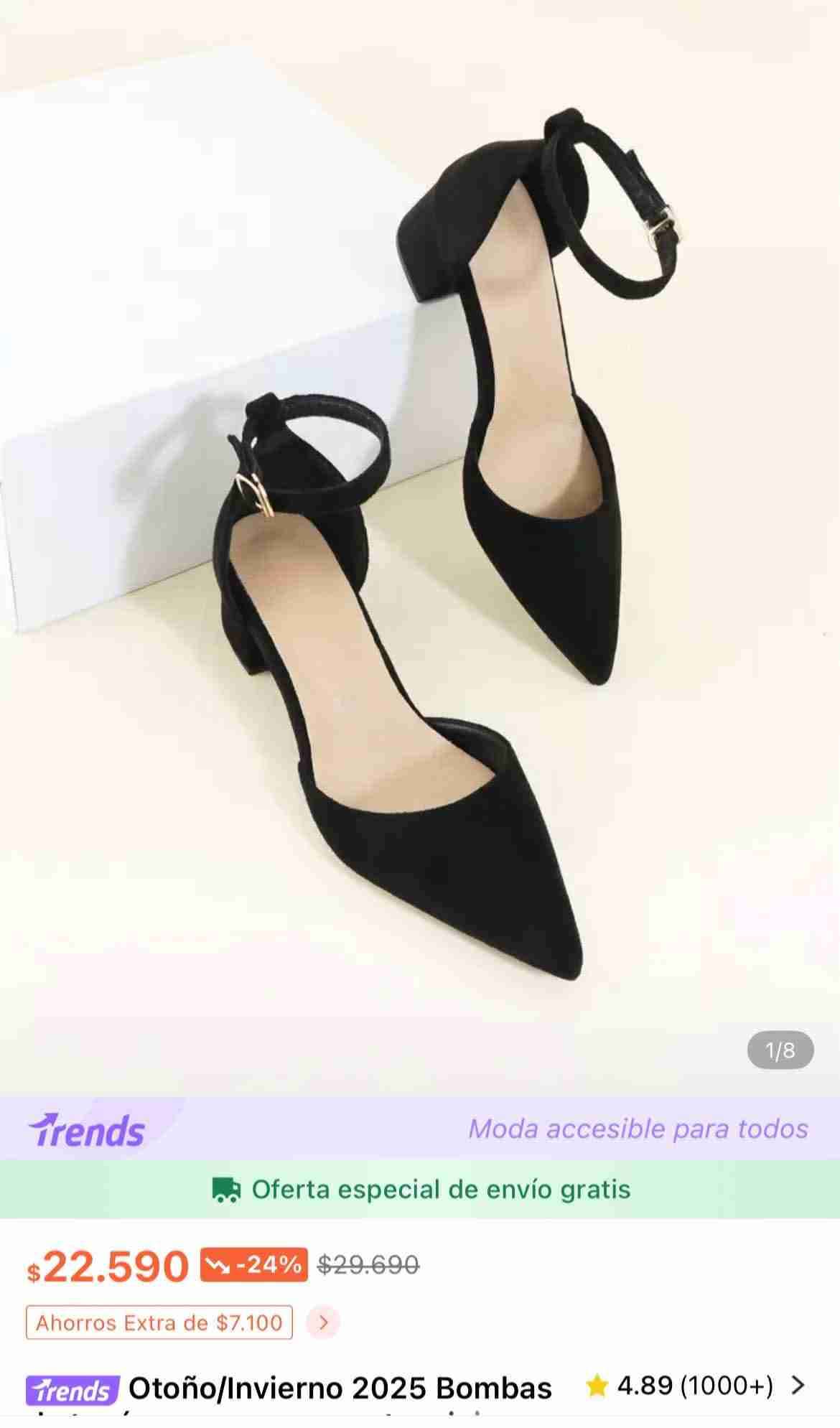 Zapatos negros con taco grueso - miniatura 2