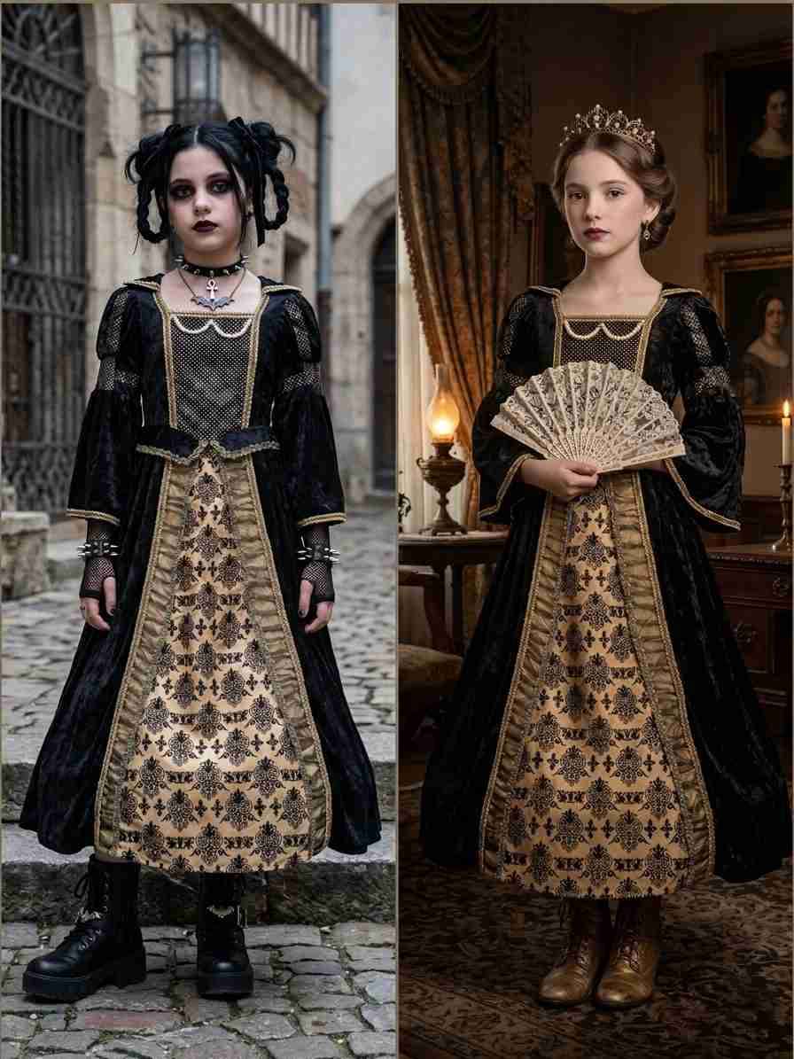 Vestido de época negro y dorado - 2