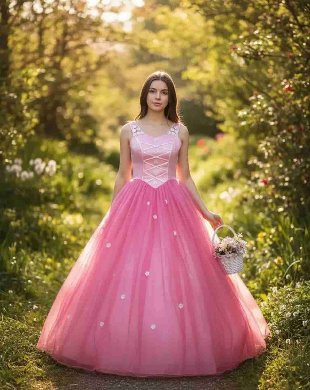 Vestido de fiesta rosa elegante - 1