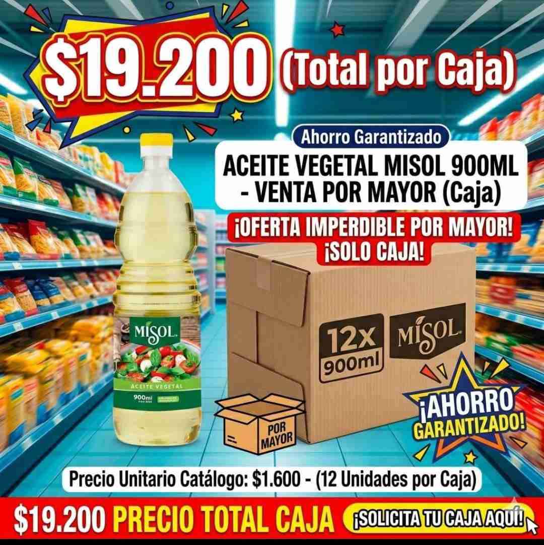 Caja de aceite vegetal Misol 900ml x mayor