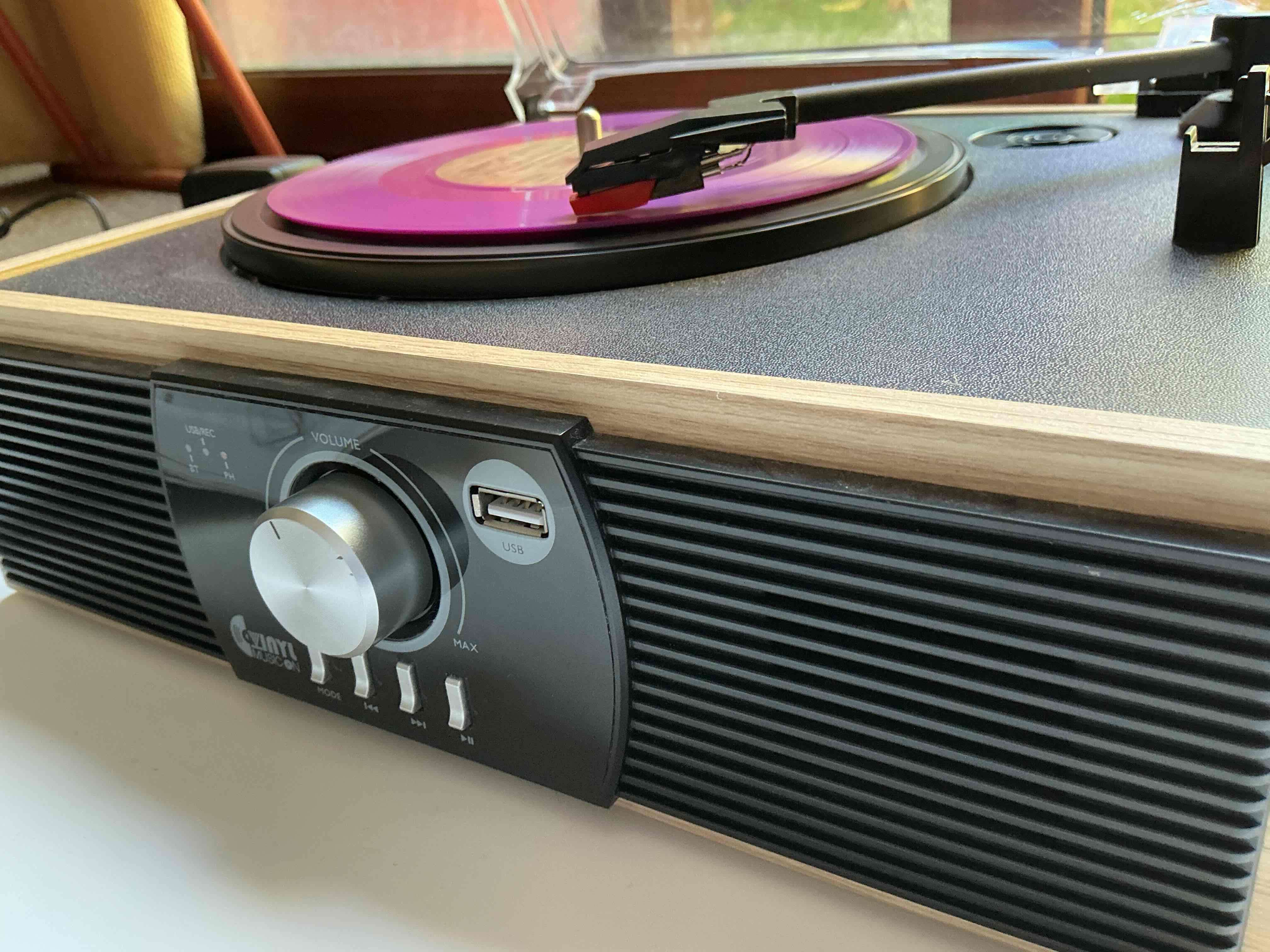 Tocadiscos estilo vintage con cubierta - miniatura 6