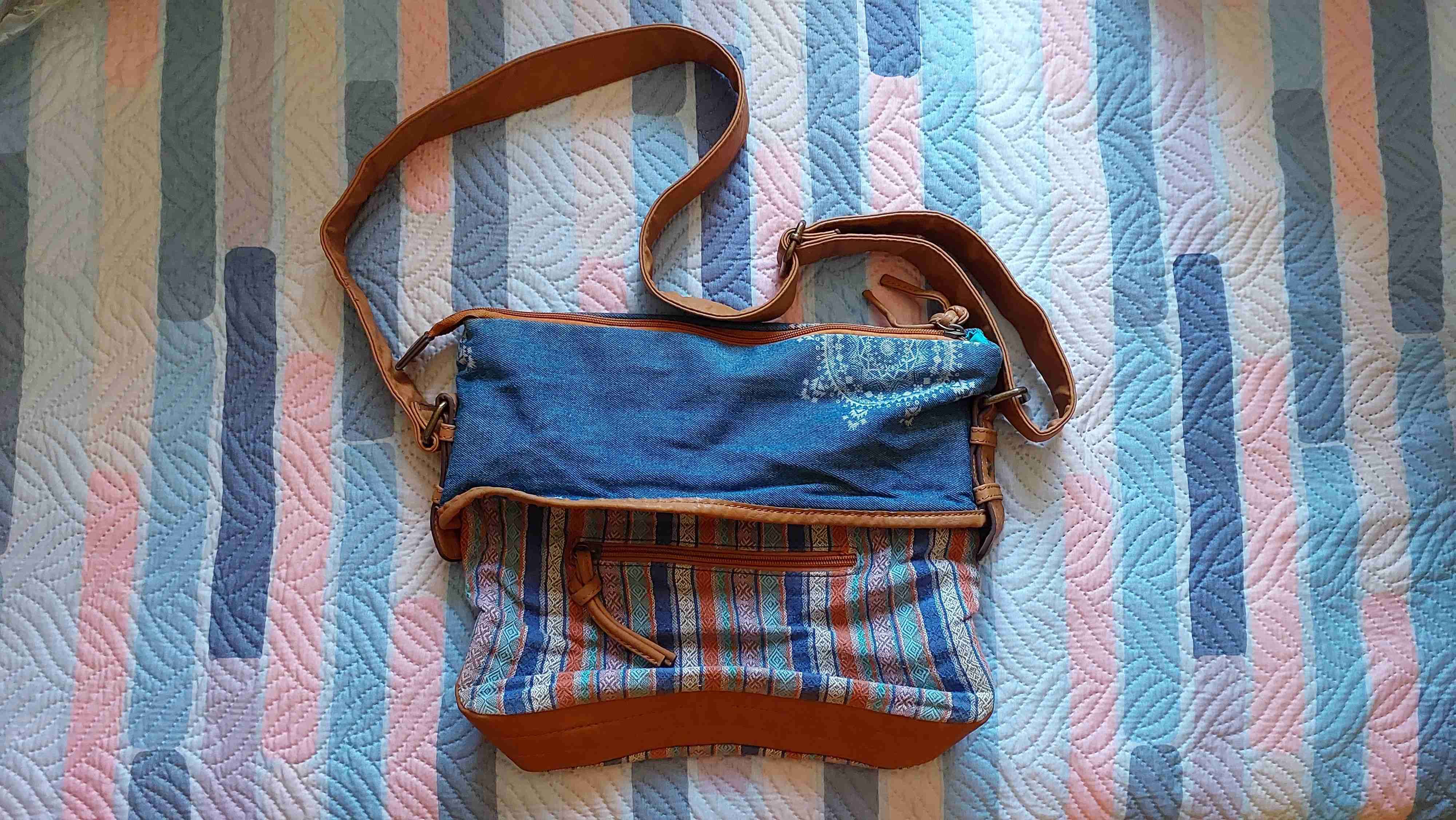 Bolso bandolera denim y cuero - miniatura 2