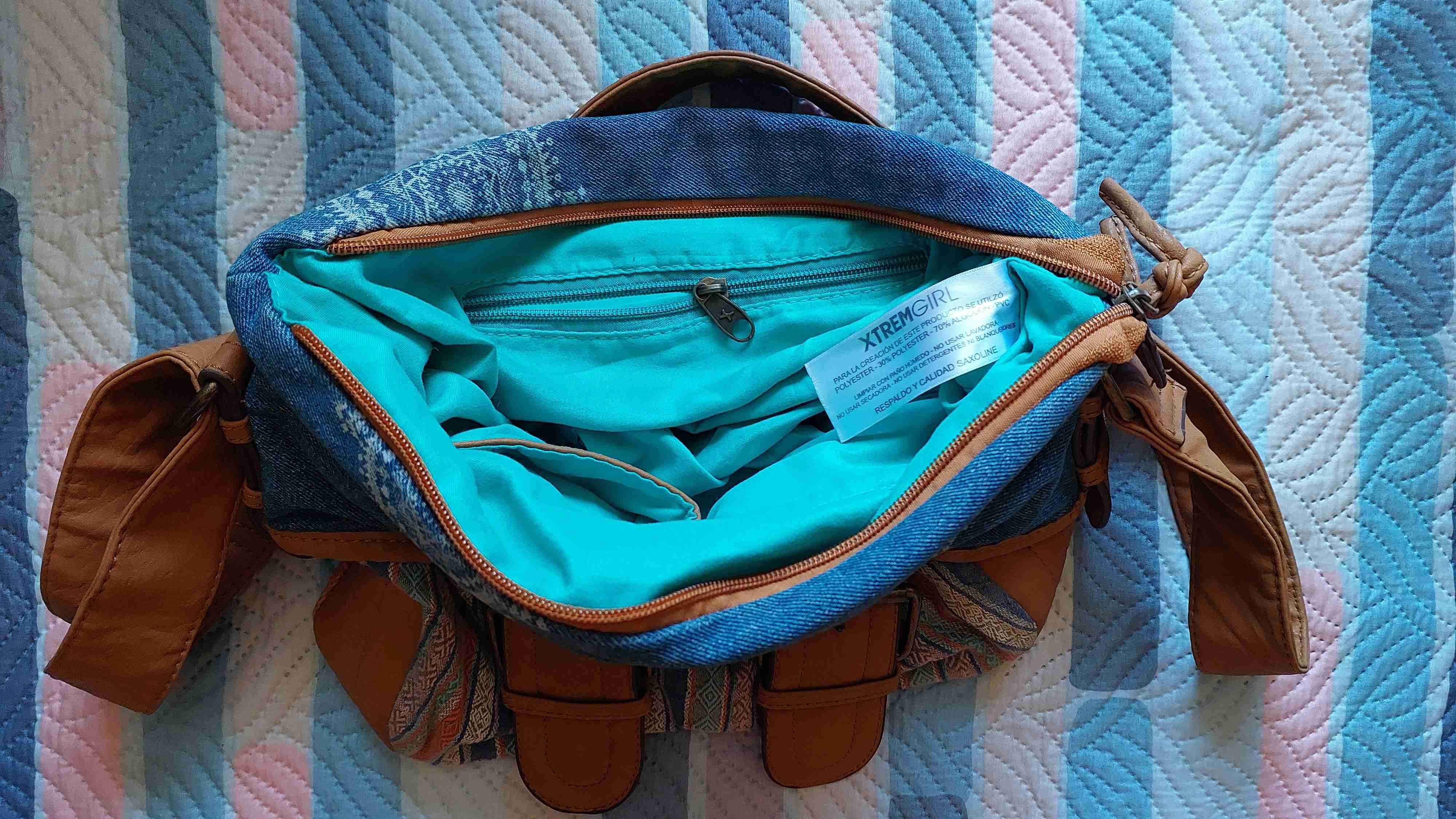 Bolso bandolera denim y cuero - miniatura 3