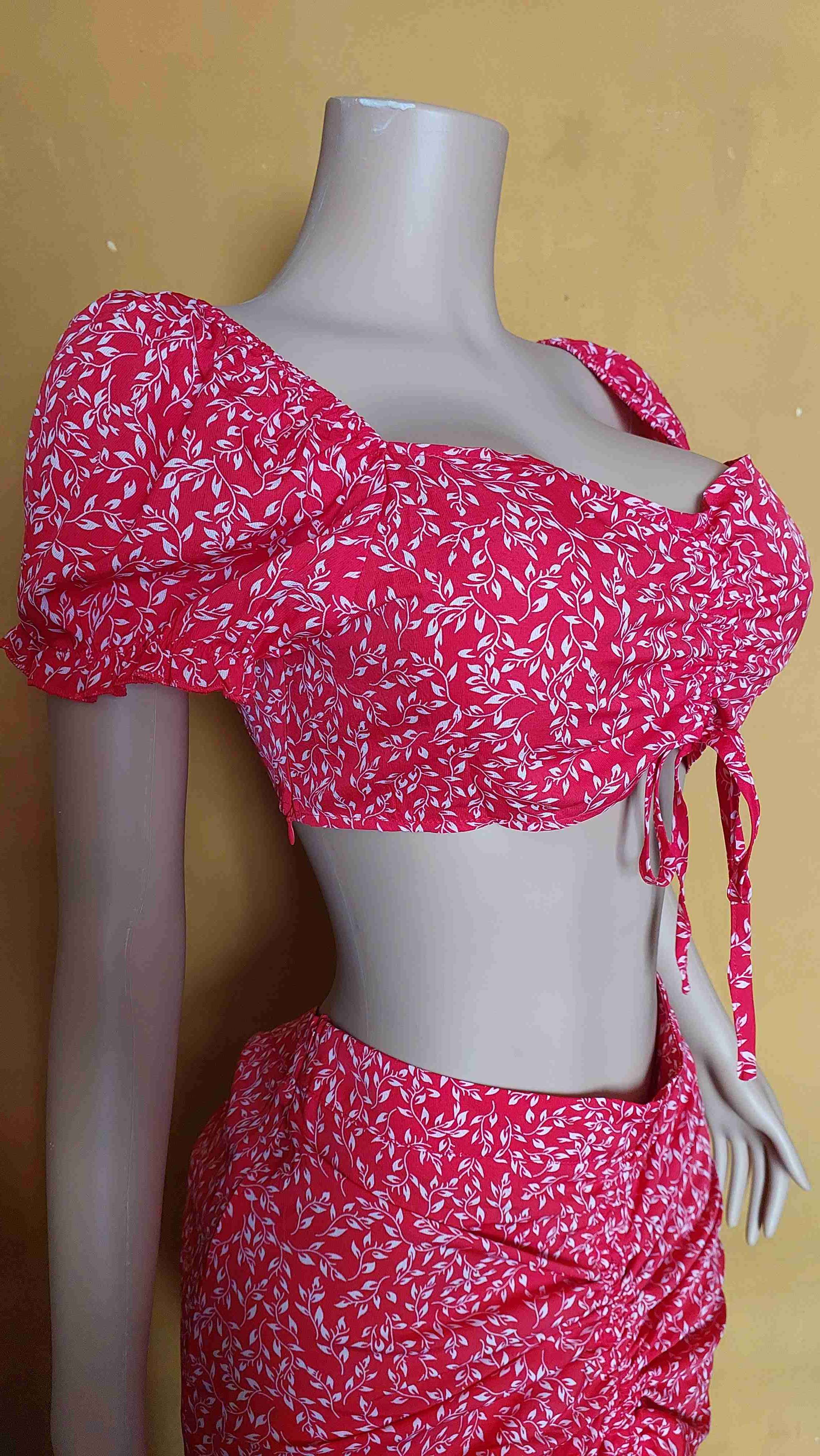 Conjunto shein floreado rojo L - miniatura 4