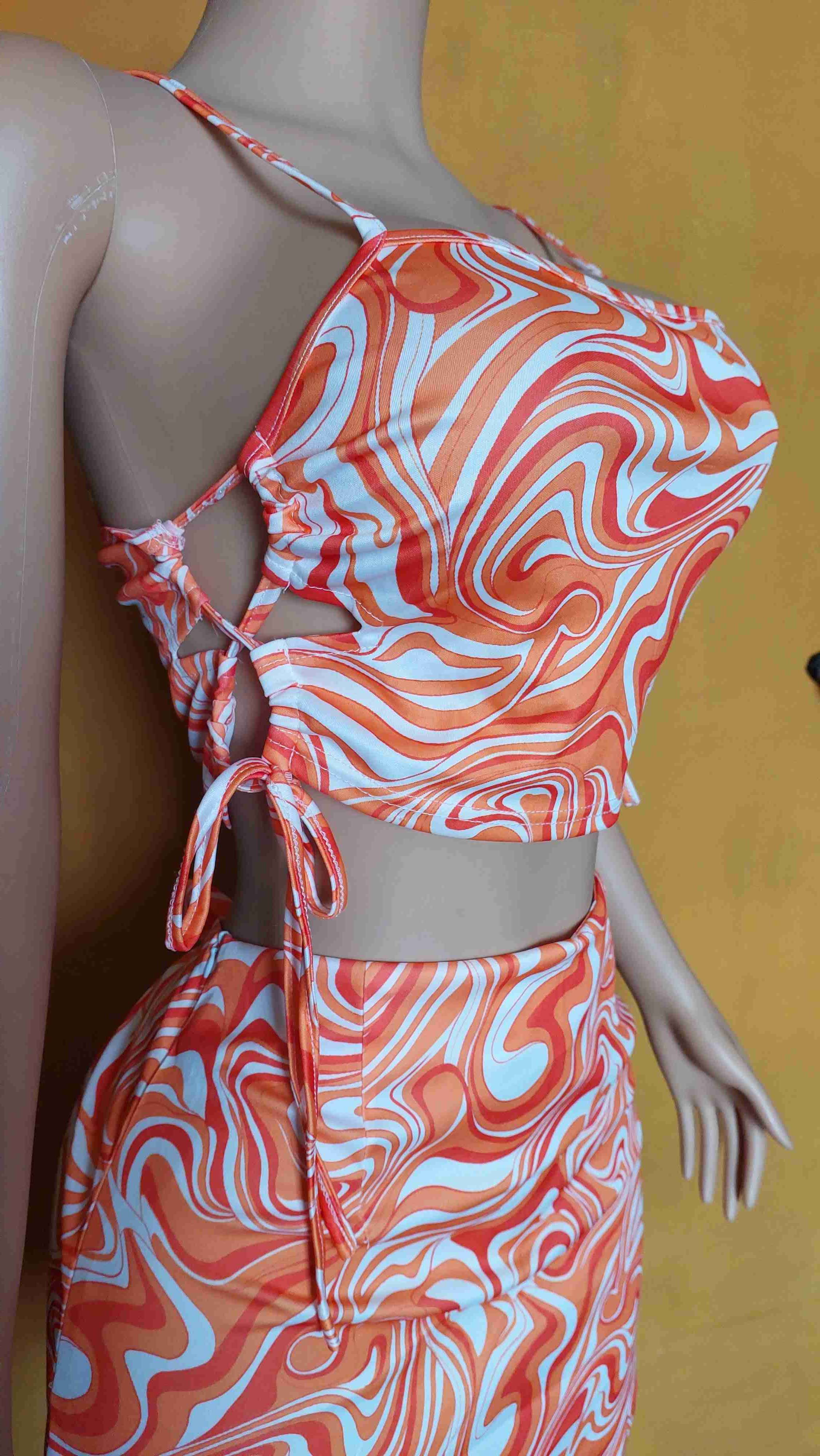 Conjunto Shein estampado naranja L - miniatura 3