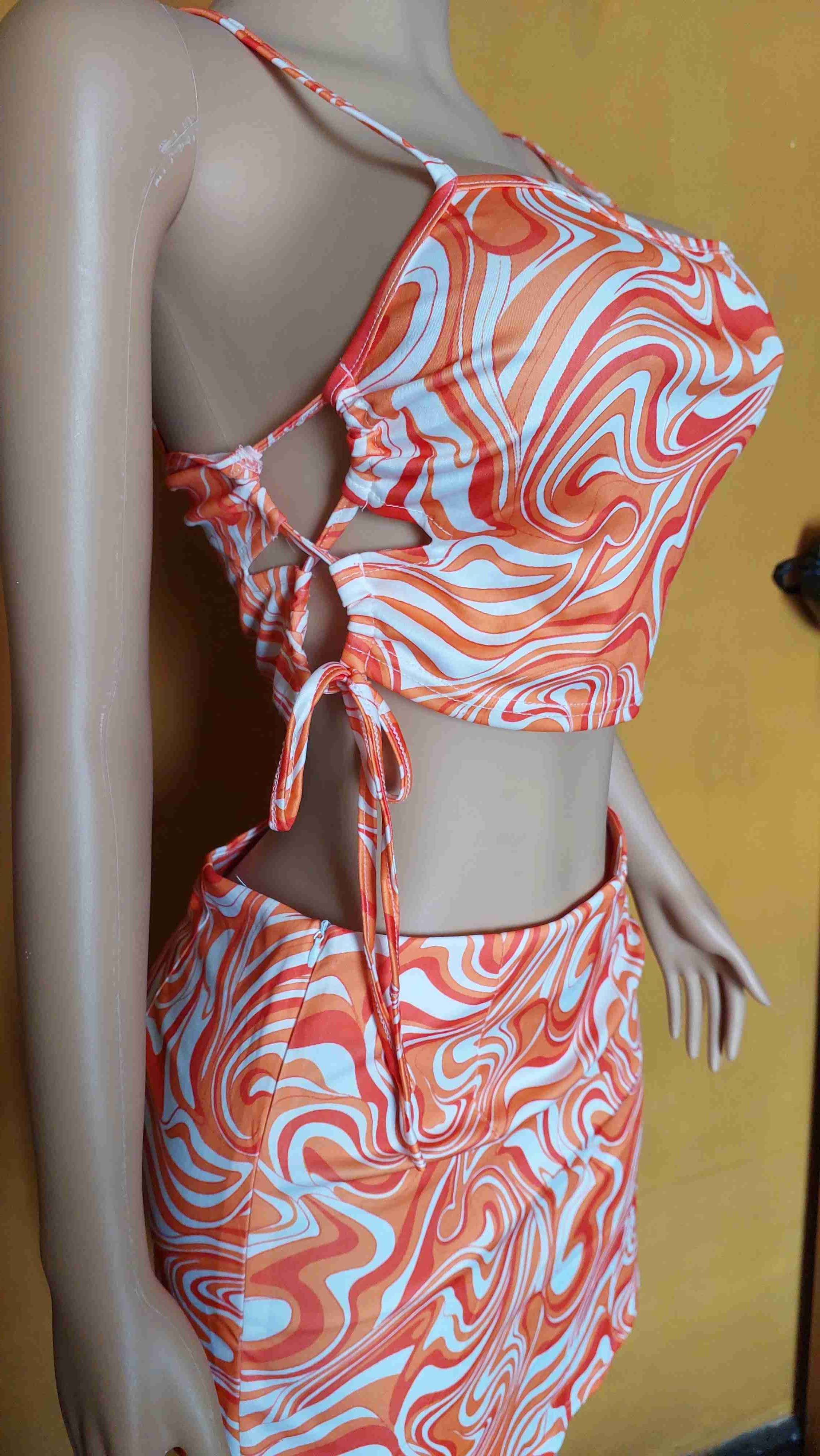 Conjunto Shein estampado naranja L - miniatura 4
