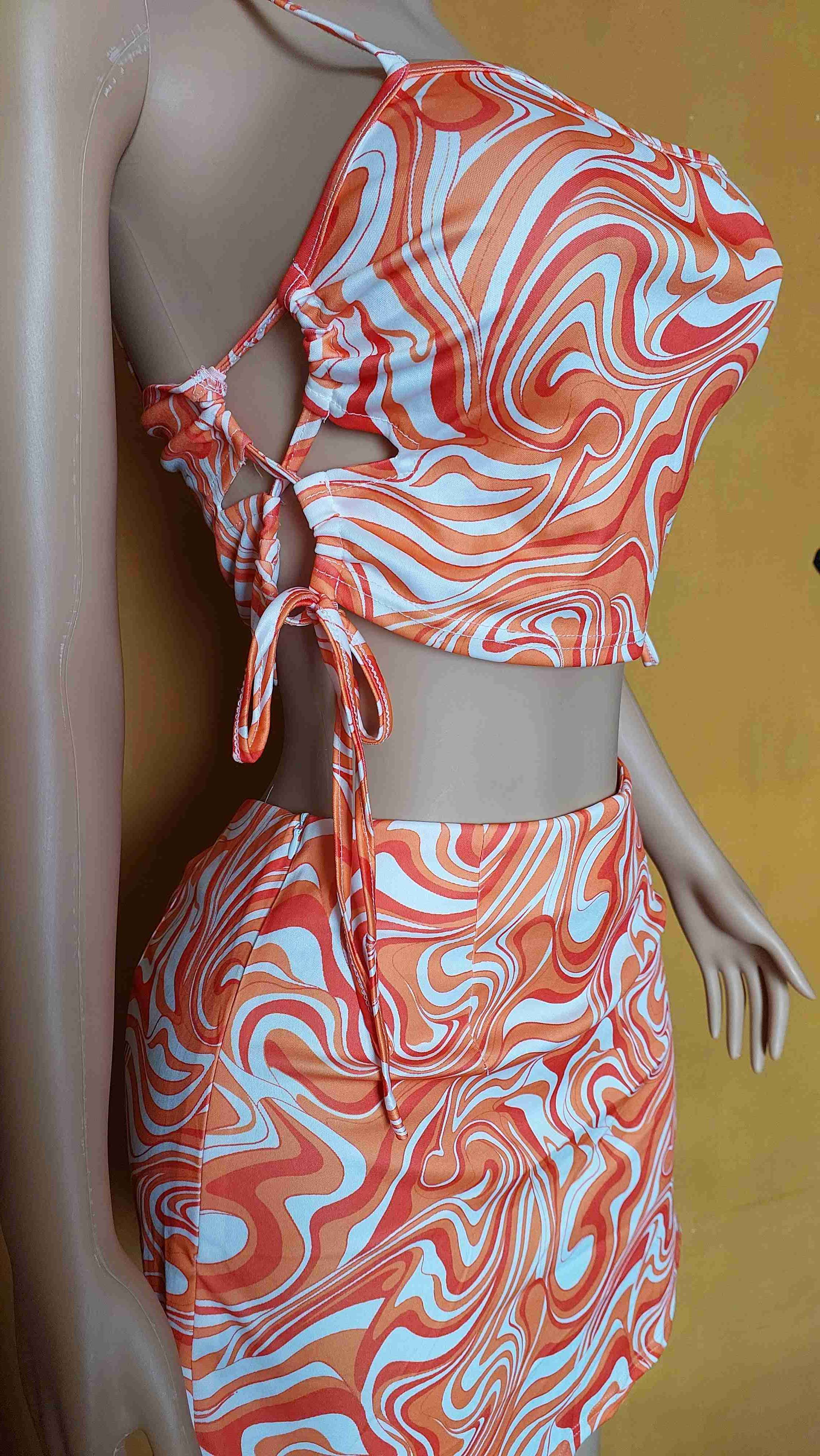 Conjunto Shein estampado naranja L - miniatura 5