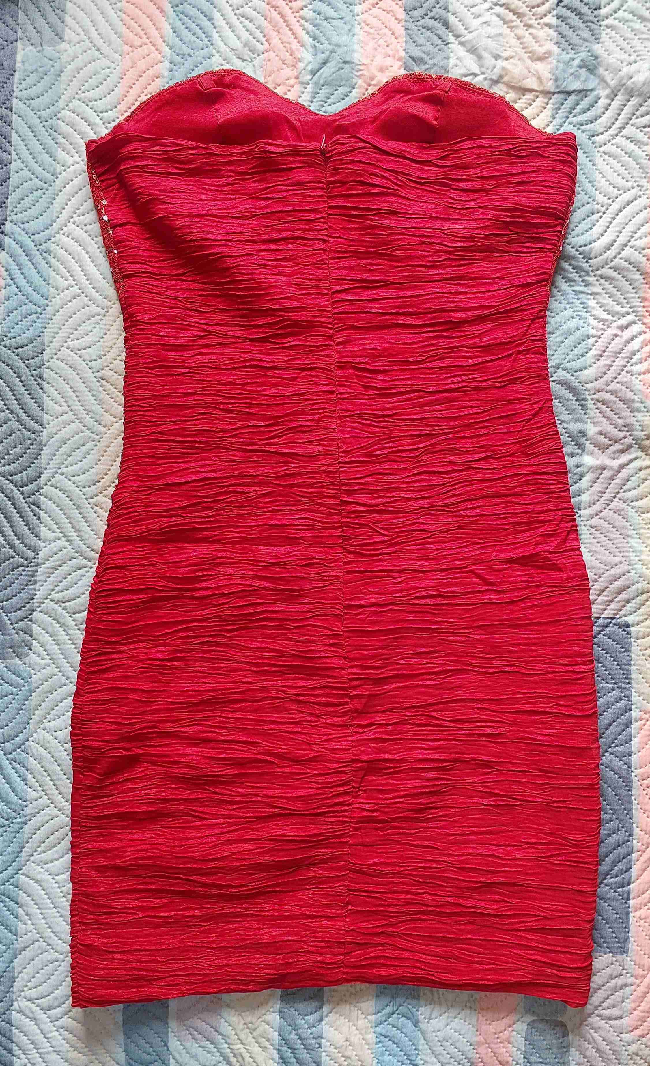 Vestido de fiesta rojo con lentejuelas S - miniatura 4