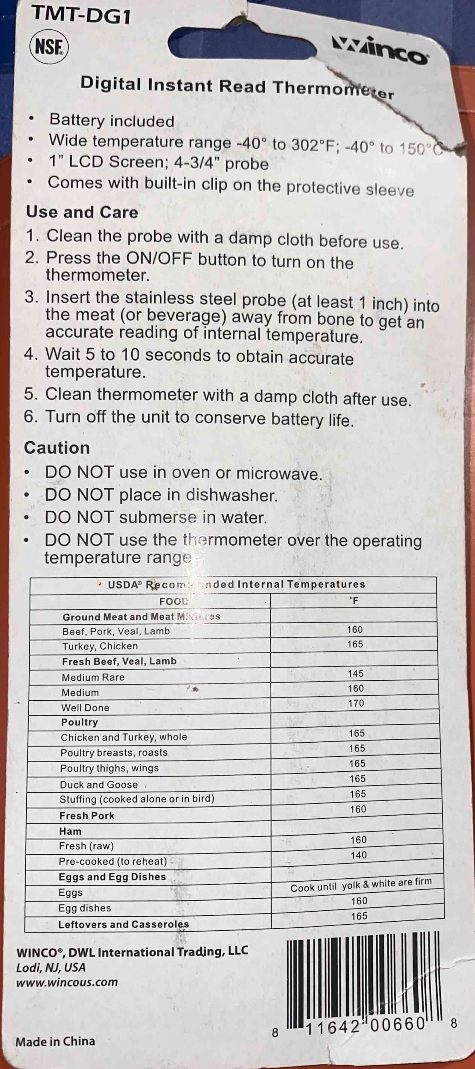 Termómetro digital instantáneo Winco - 2