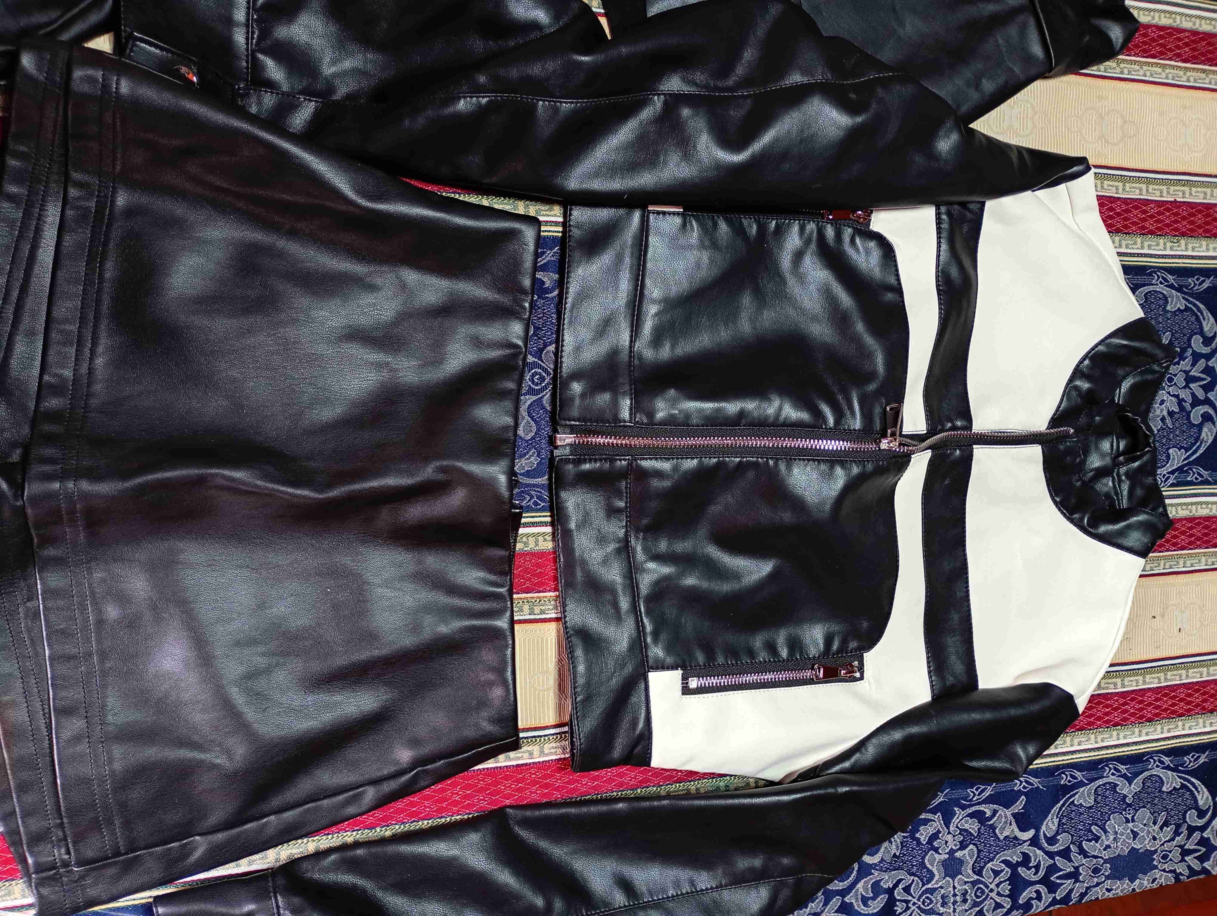 Conjunto de eco cuero negro y blanco - miniatura 6