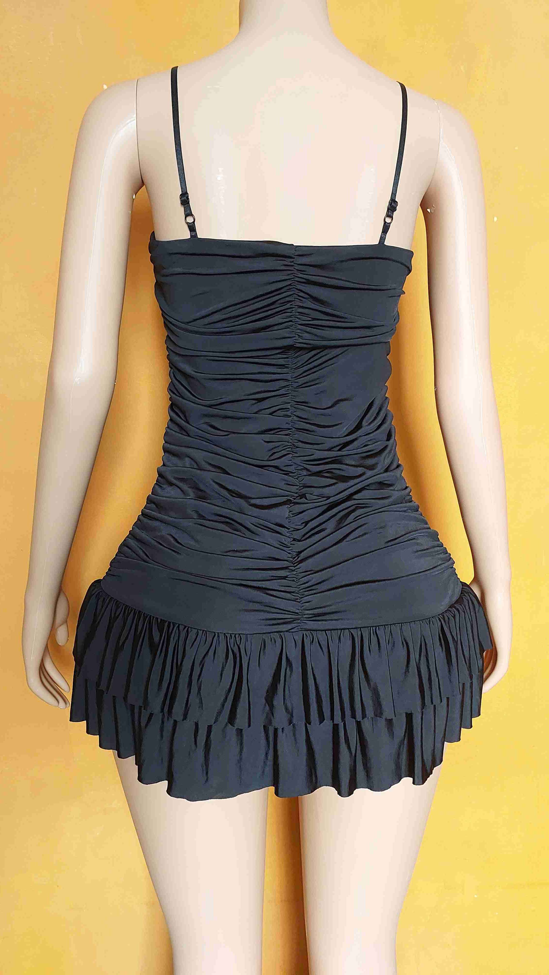 Vestido elasticado negro S - miniatura 5