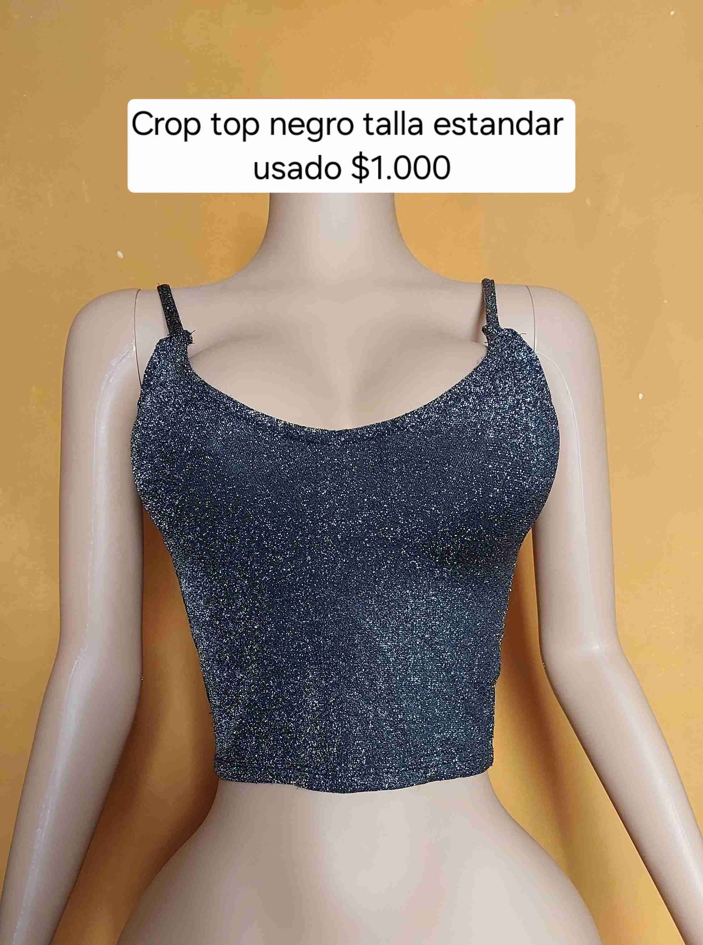 Crop top negro brillante - 1
