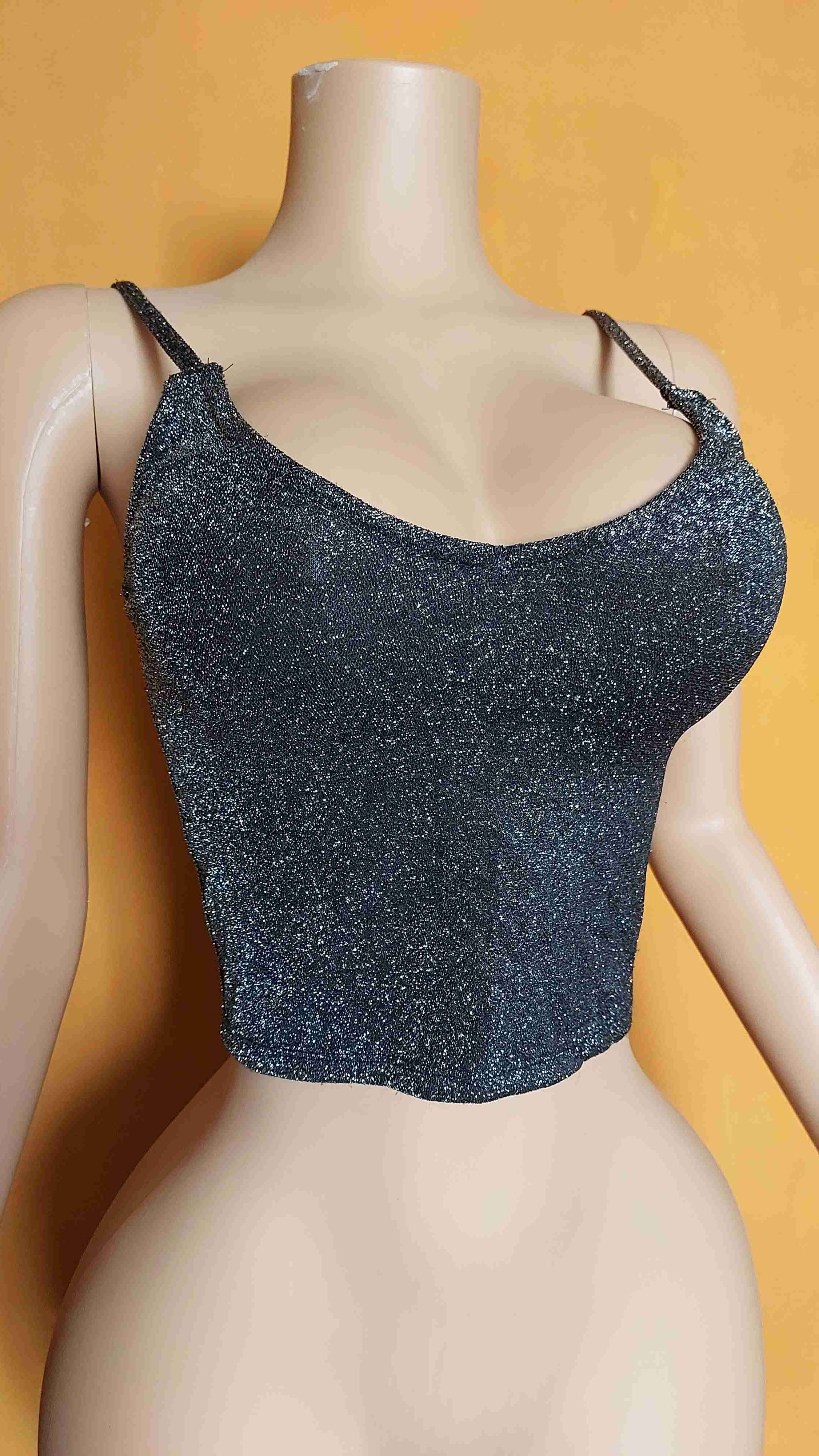 Crop top negro brillante - 2