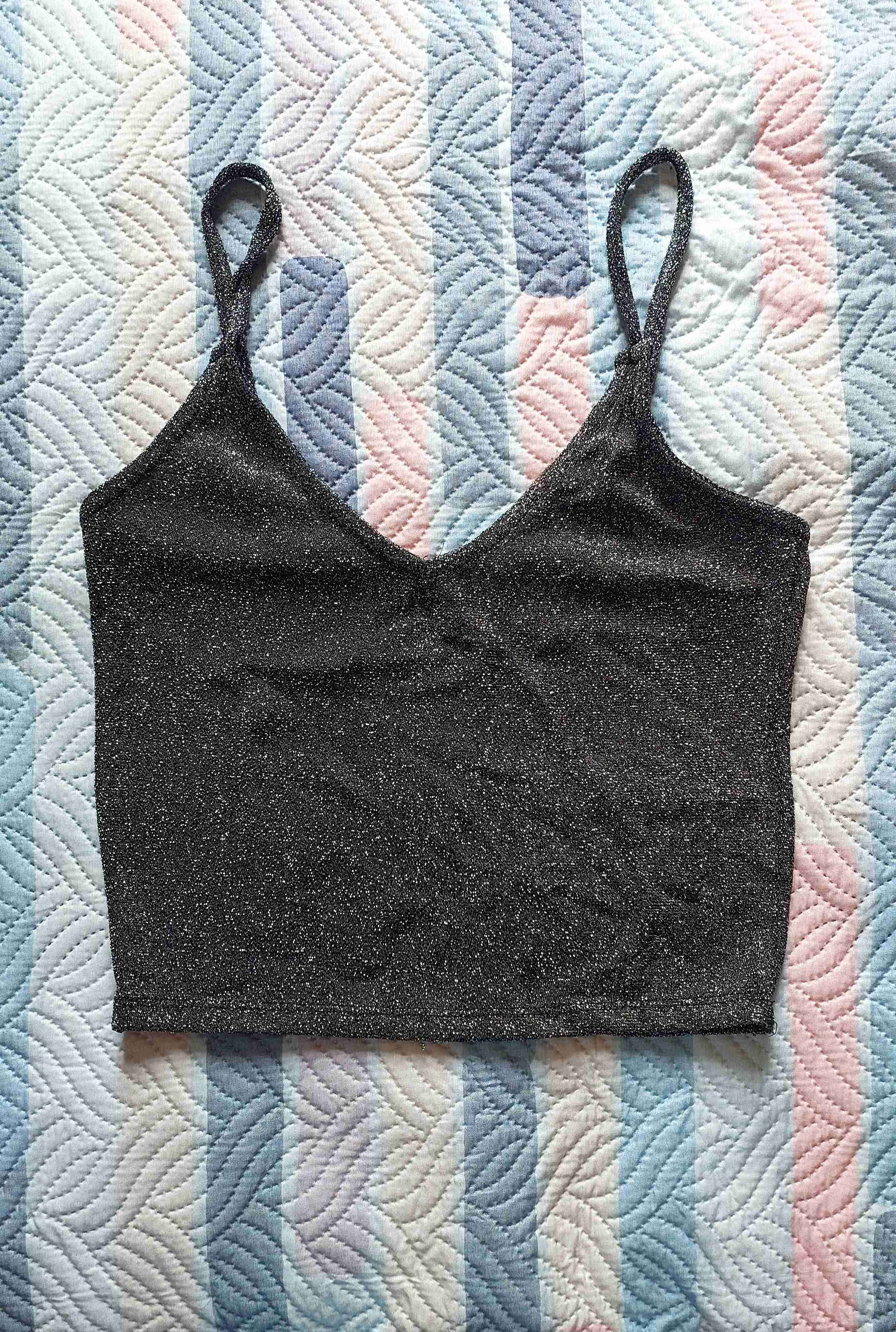 Crop top negro brillante - 3