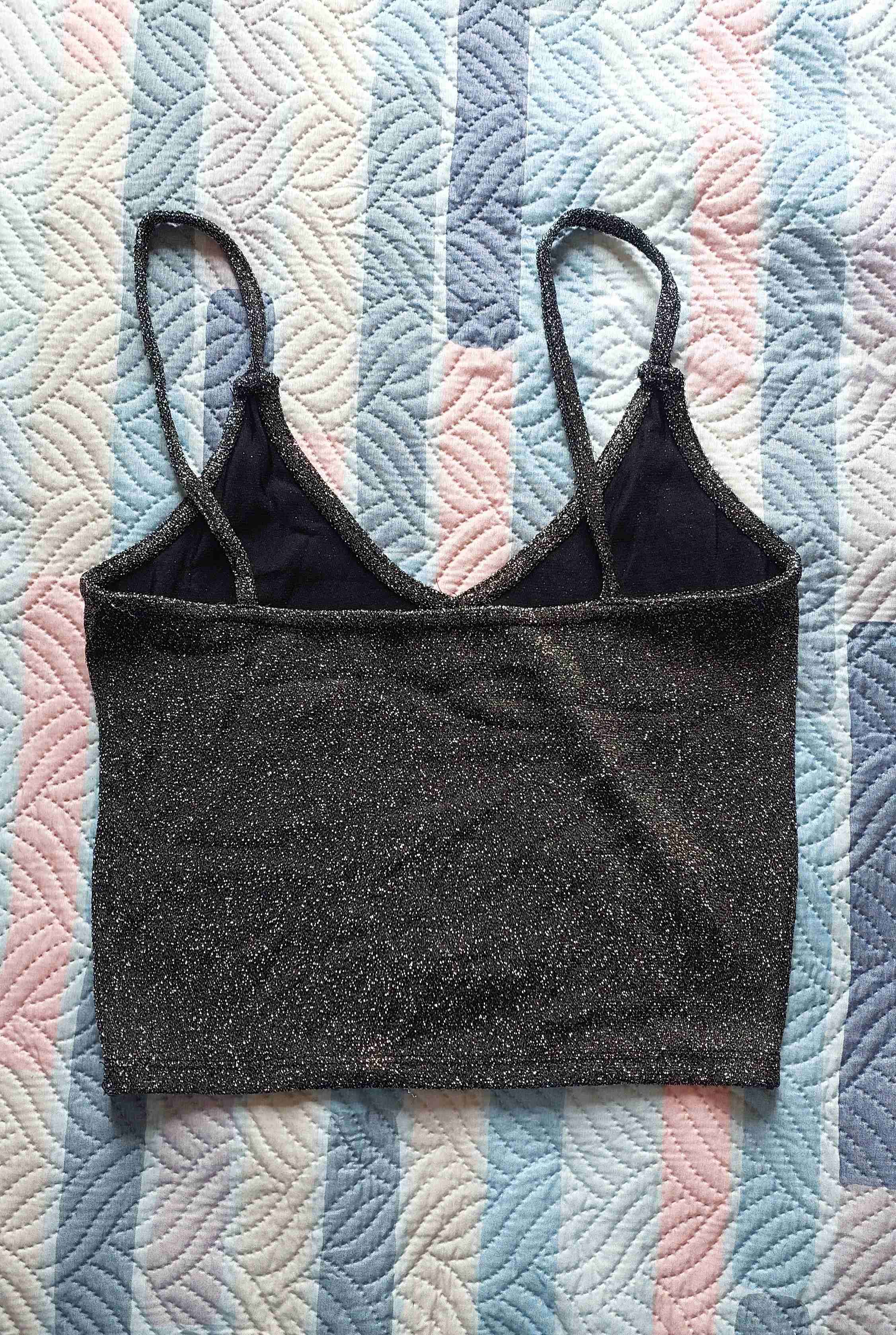 Crop top negro brillante - 4