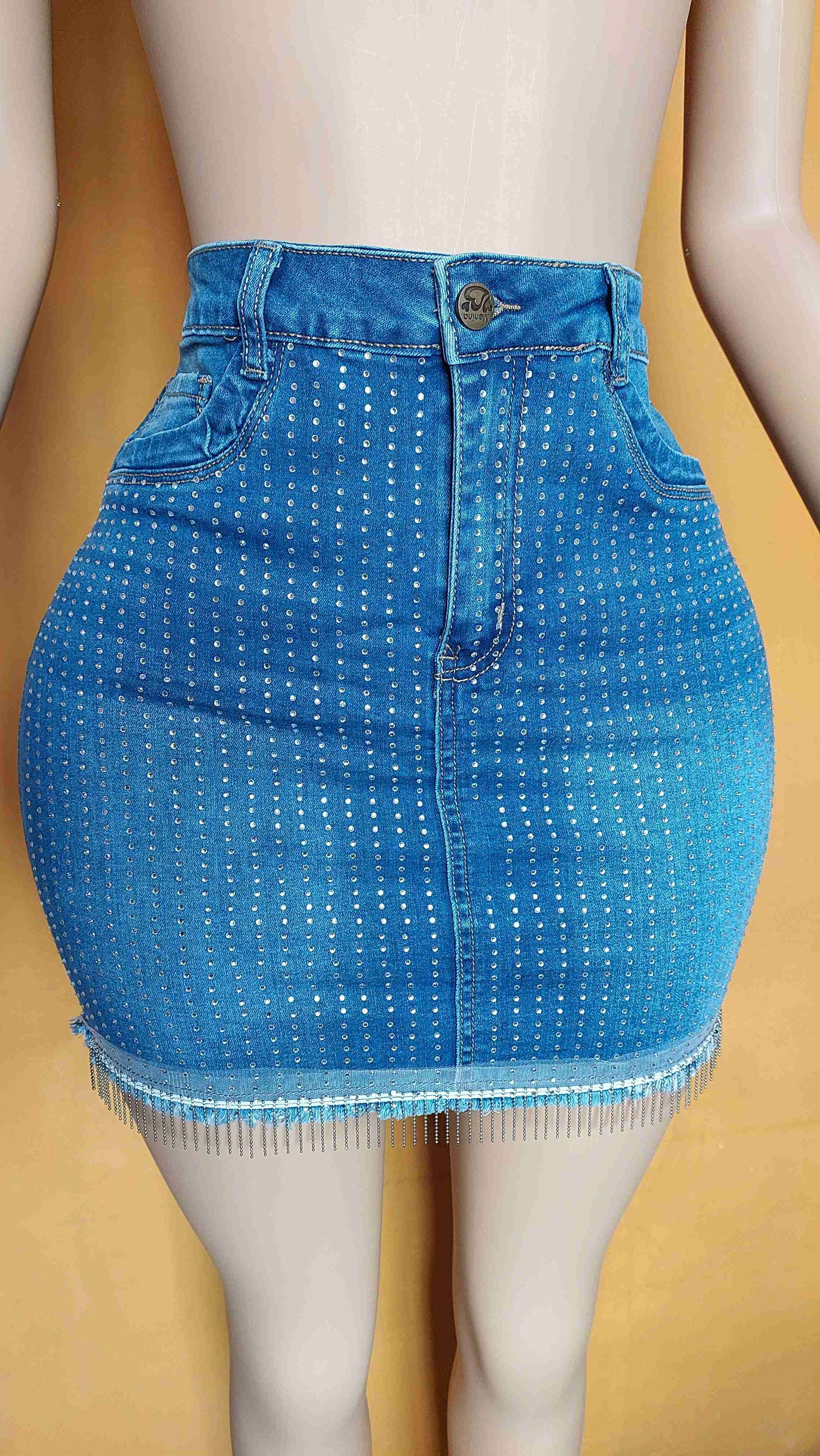 Falda de jeans con tachas 42 - miniatura 3