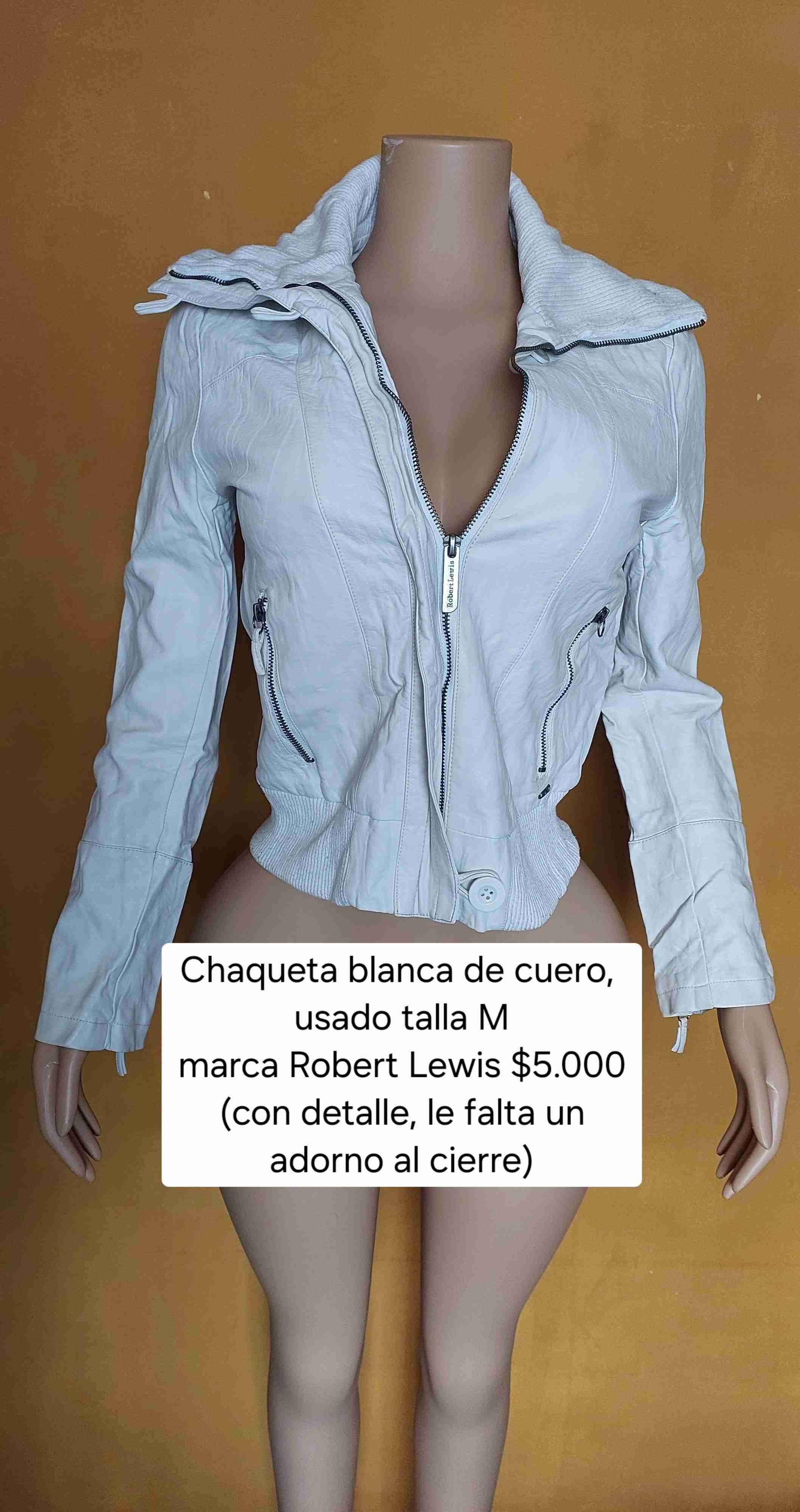 Chaqueta blanca de cuero M - 1