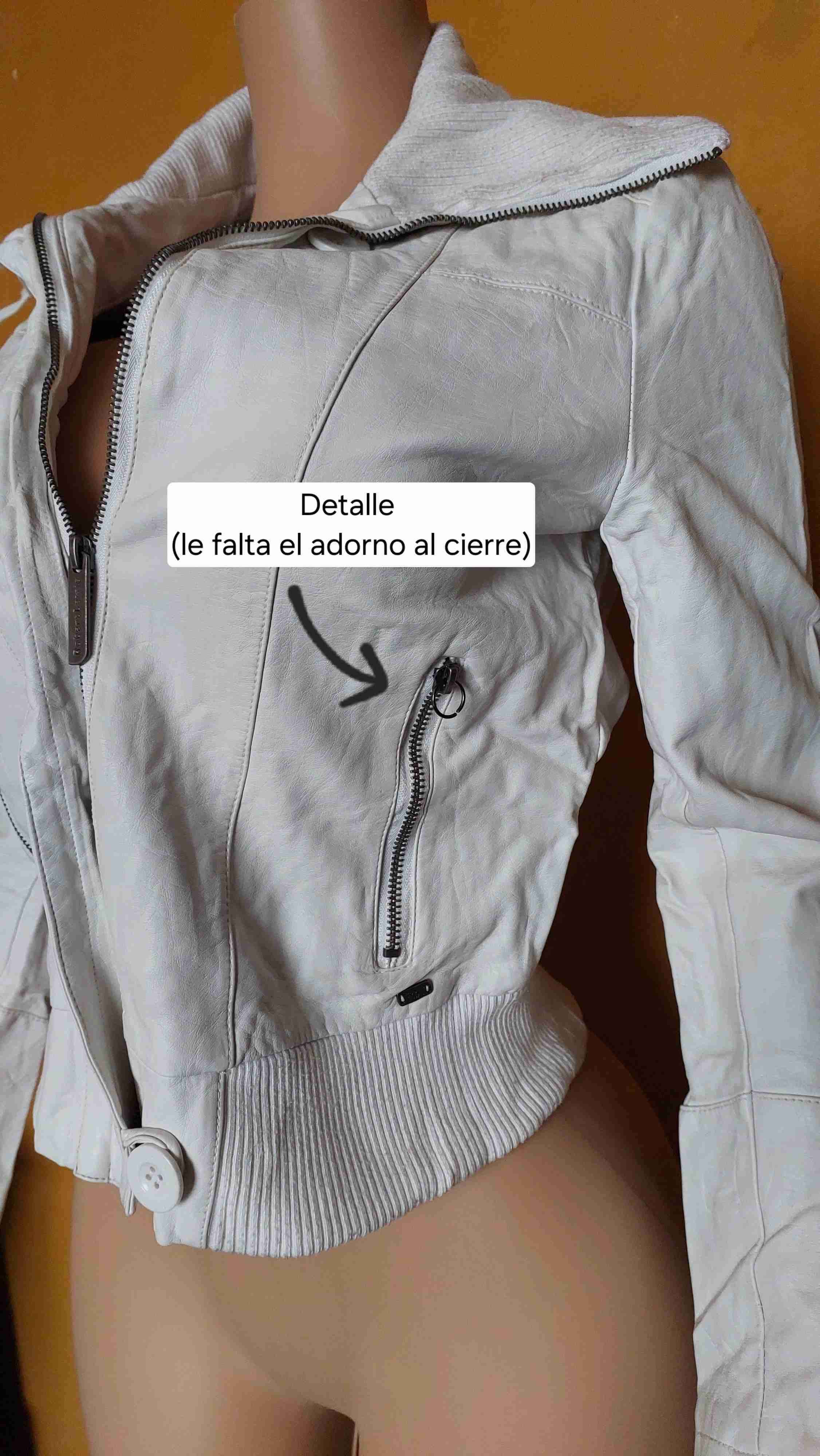 Chaqueta blanca de cuero M - 3