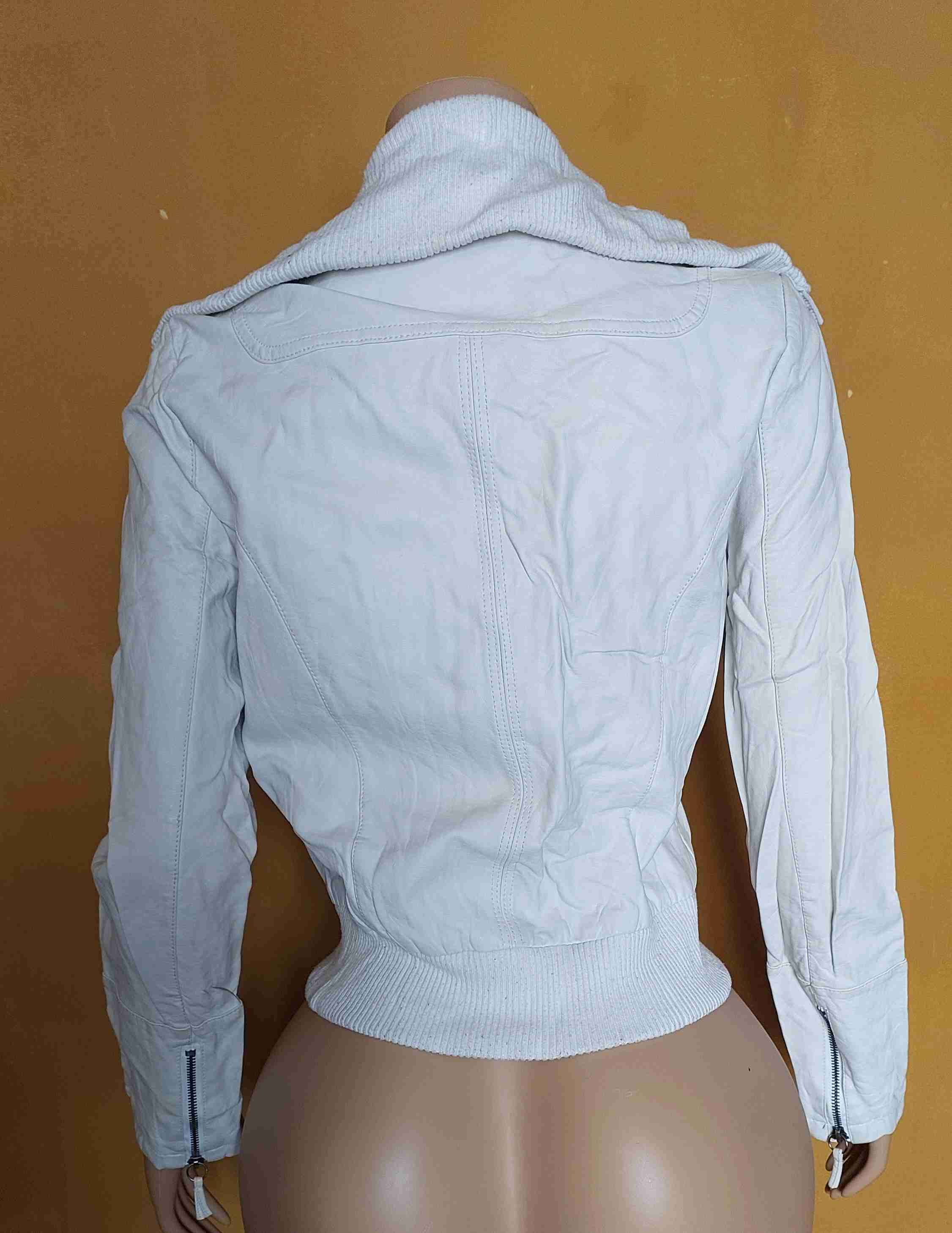 Chaqueta blanca de cuero M - 4