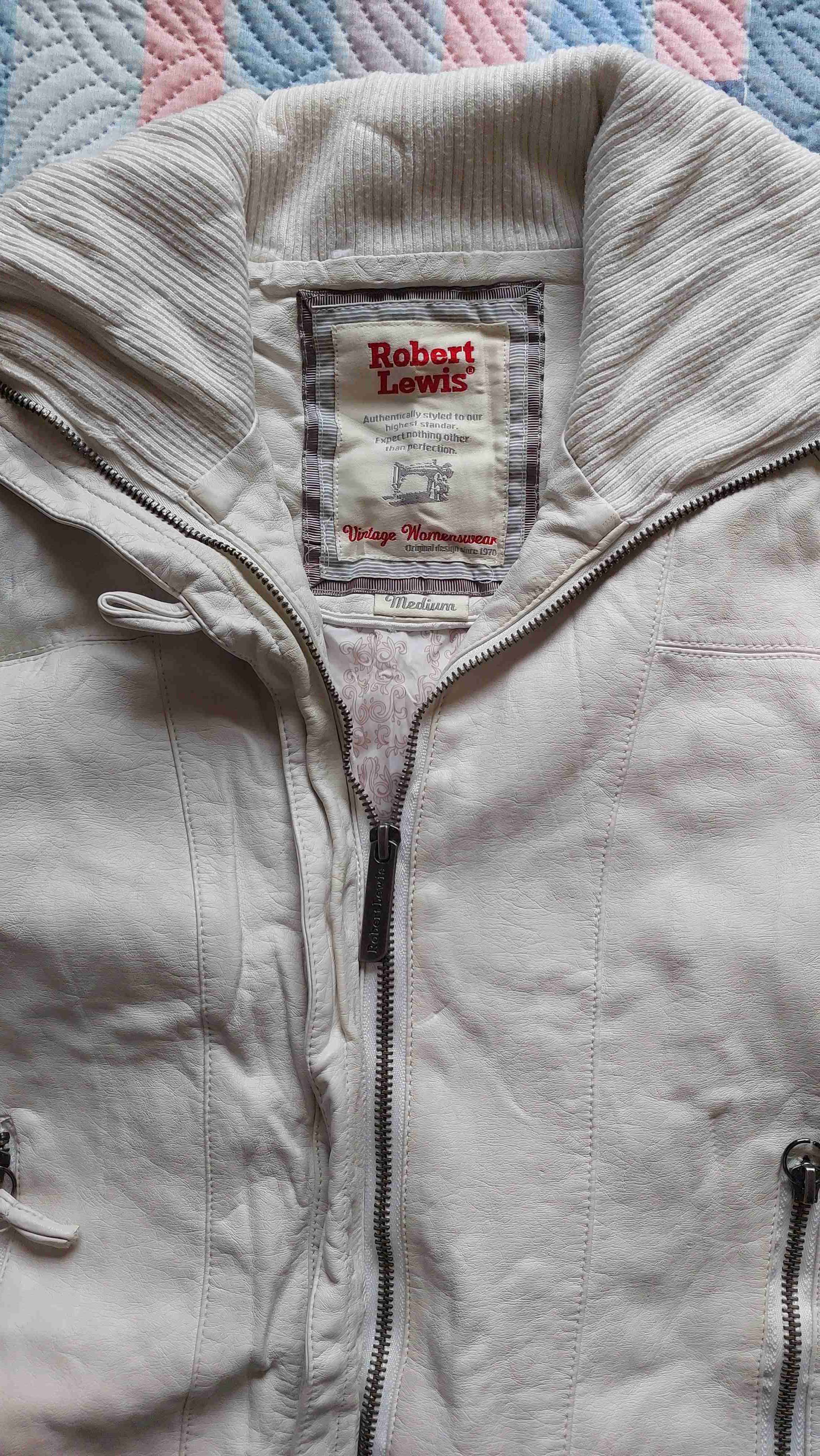 Chaqueta blanca de cuero M - 5