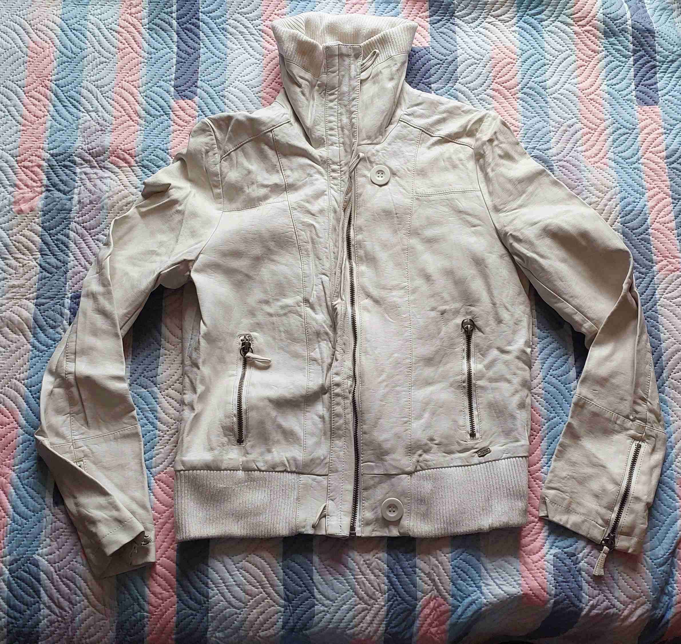 Chaqueta blanca de cuero M - 6
