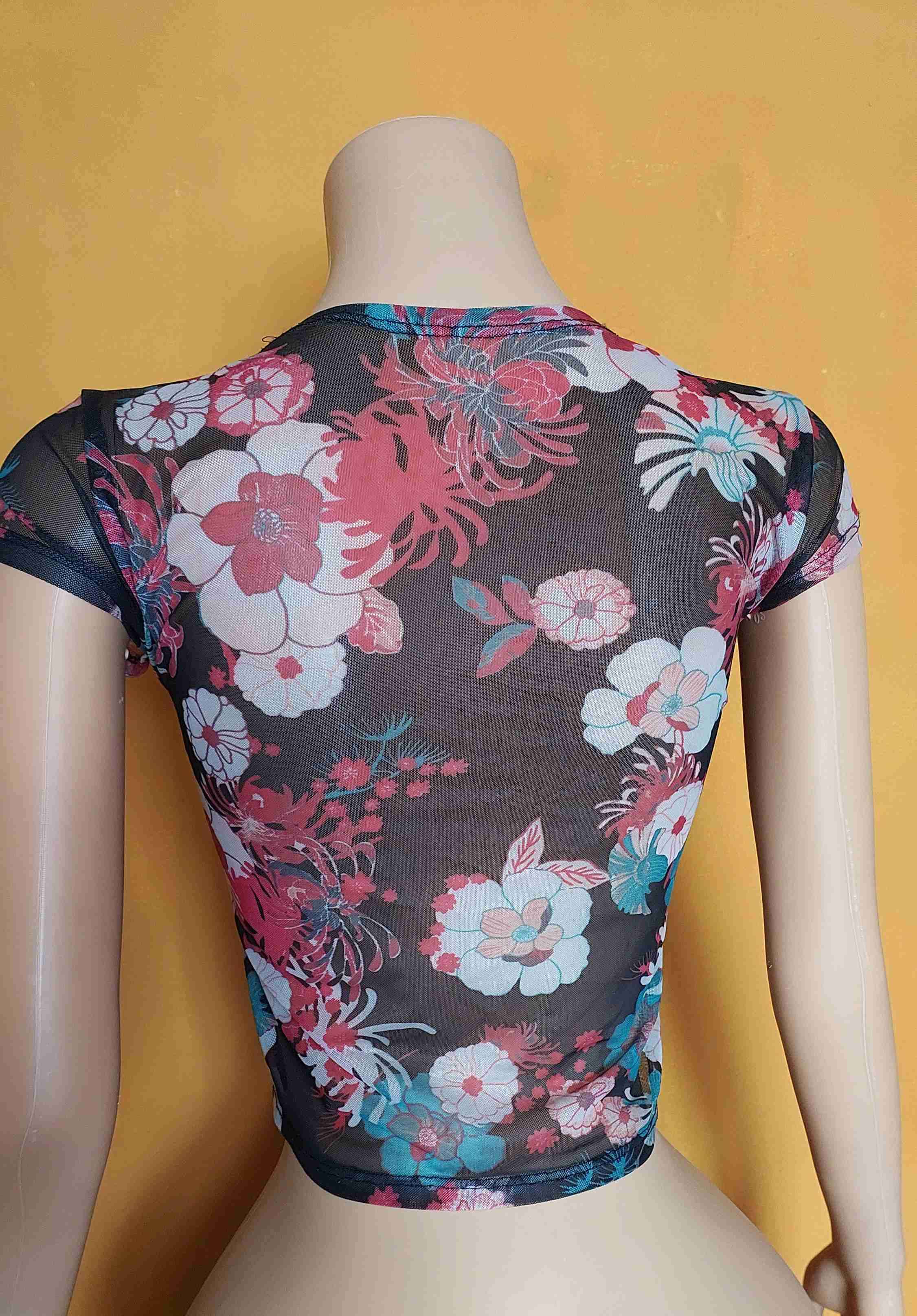 Crop top floral transparente - 2