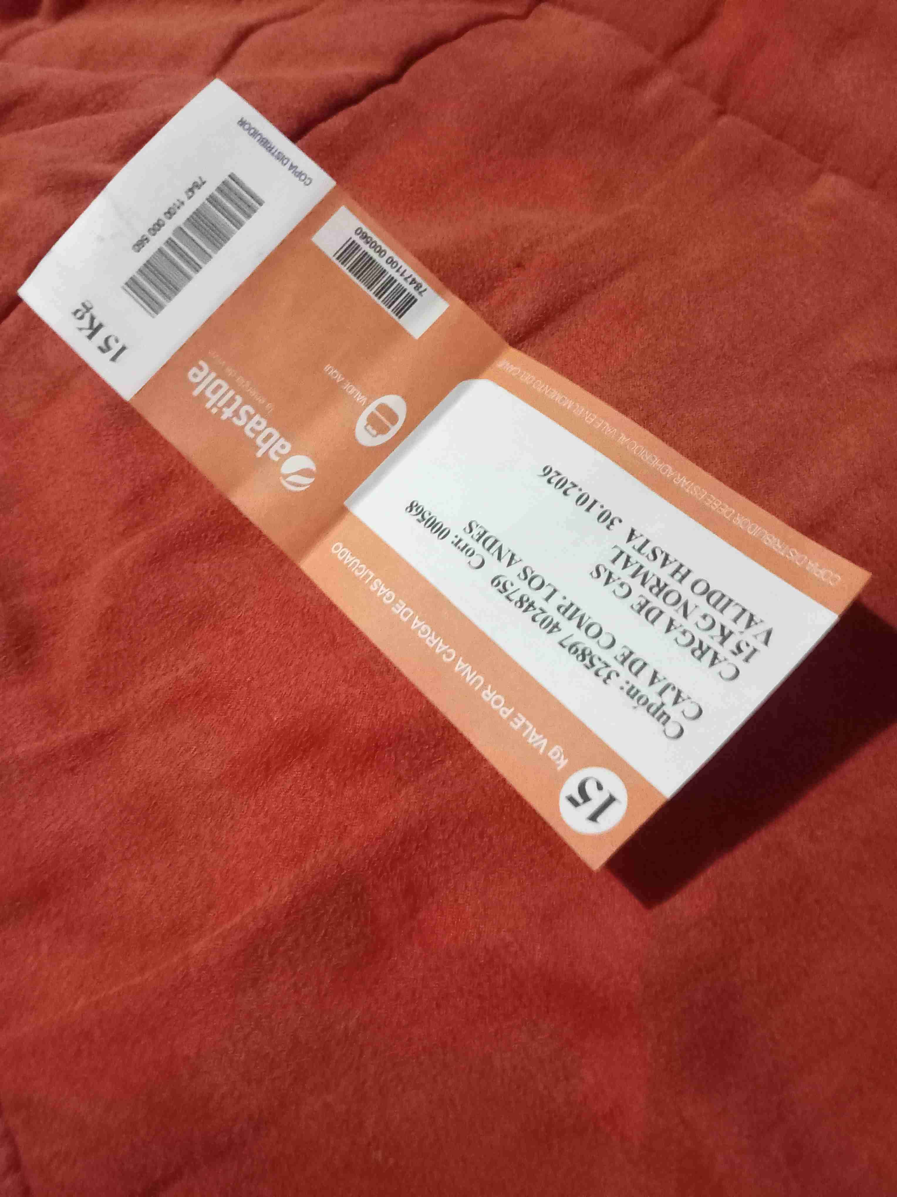 Cupón de carga de gas Ande - 1