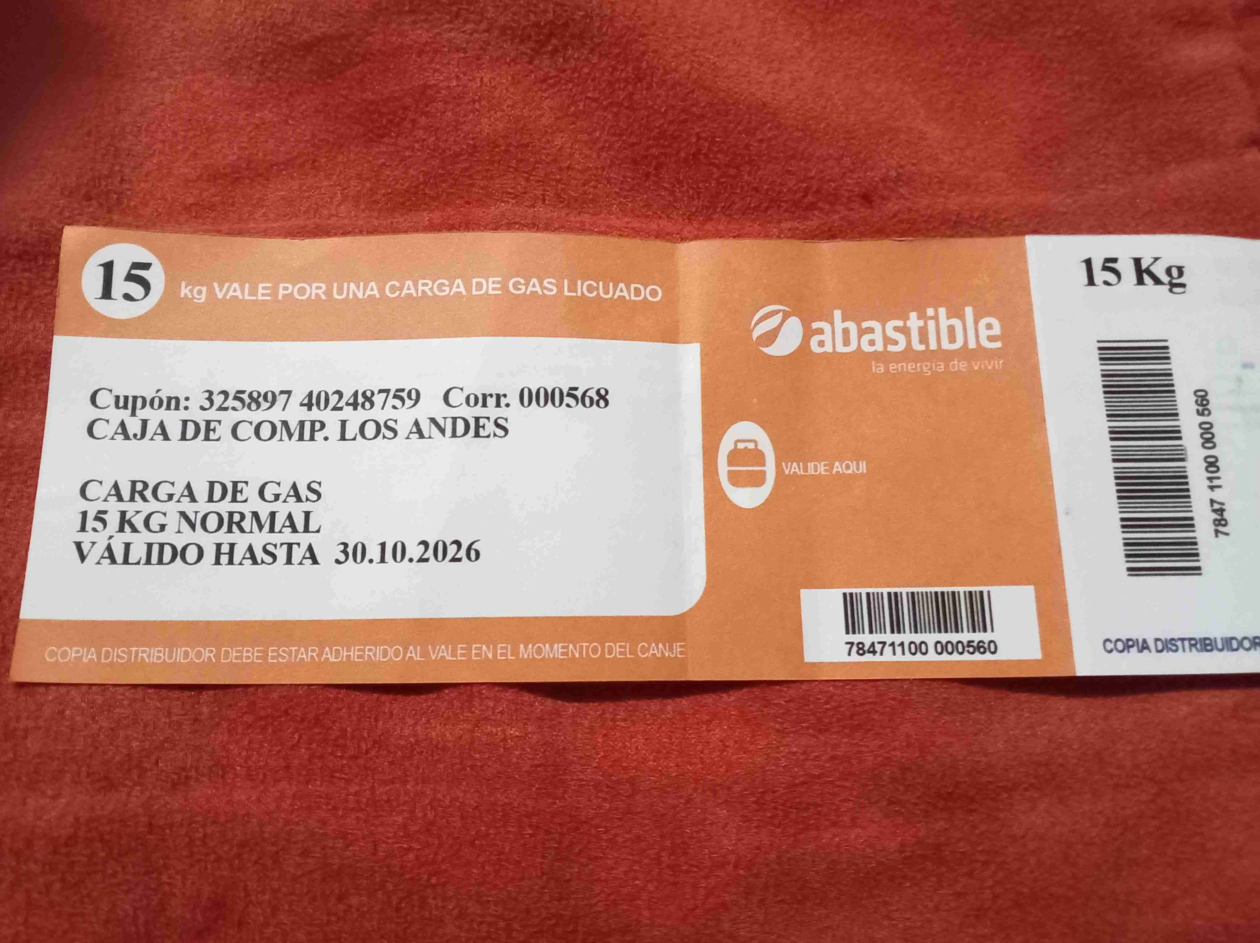 Cupón de carga de gas Ande - 4