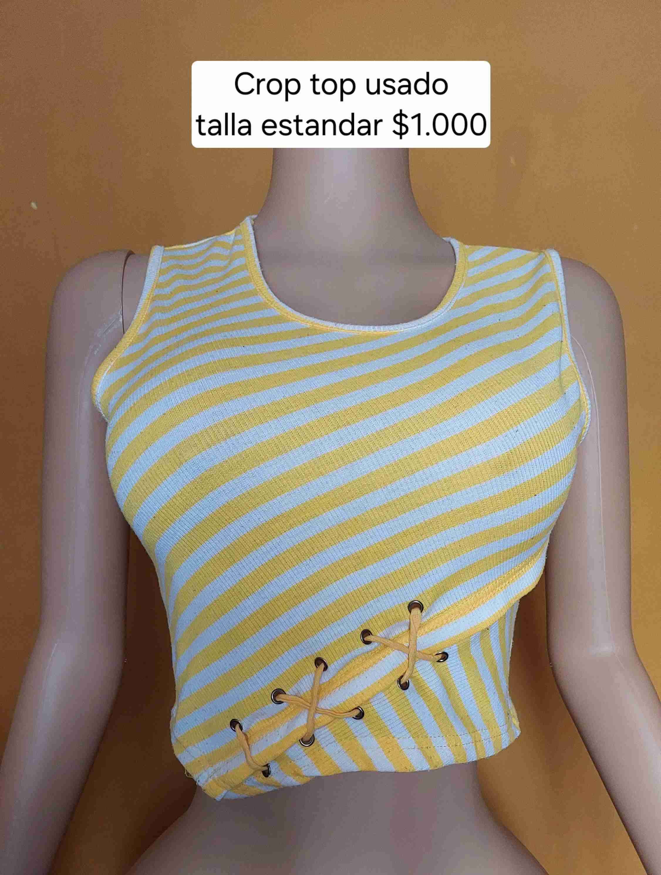 Crop top rayas amarillo y blanco - 1