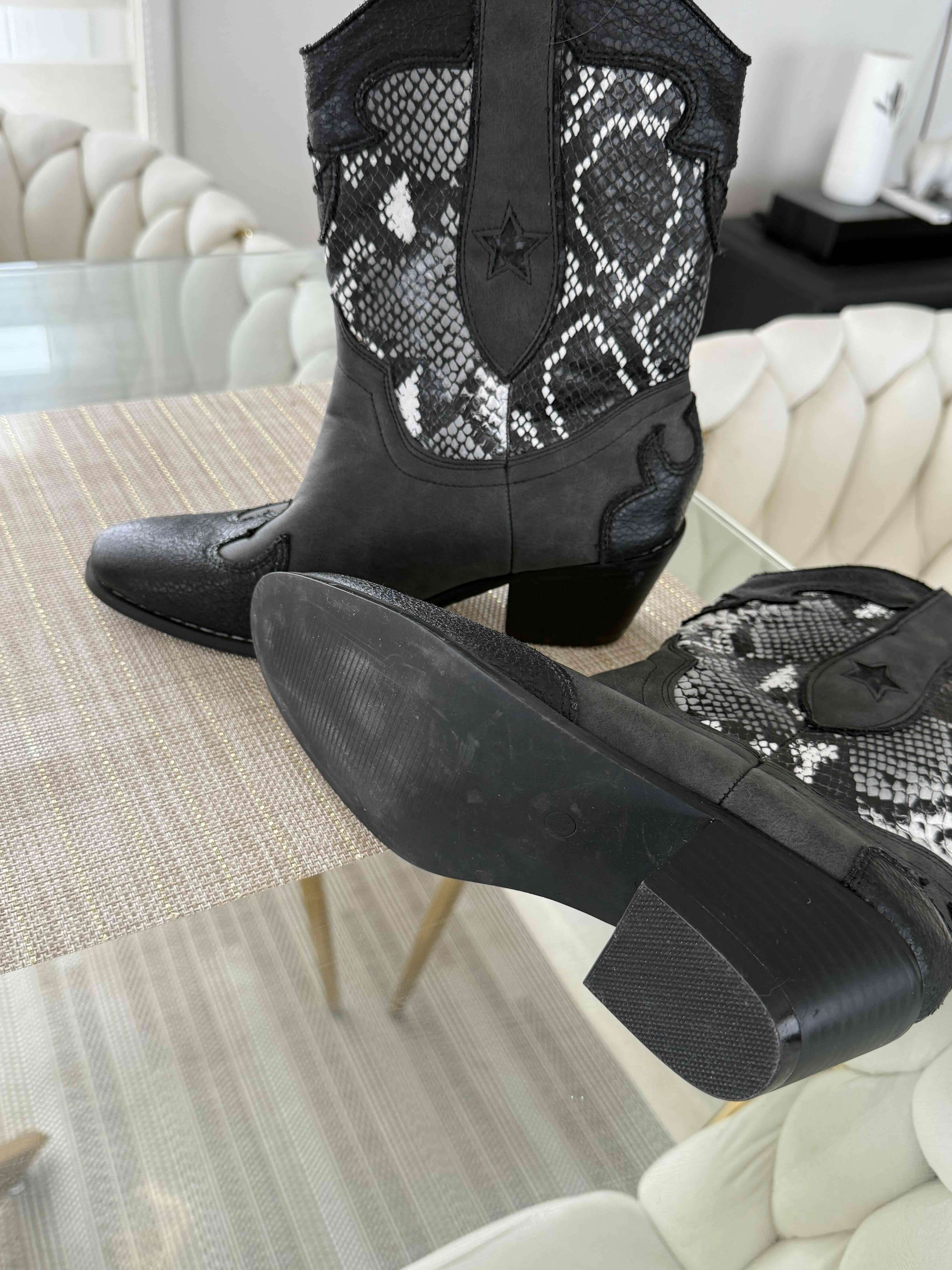 Botines cowboy negros estampados - miniatura 3