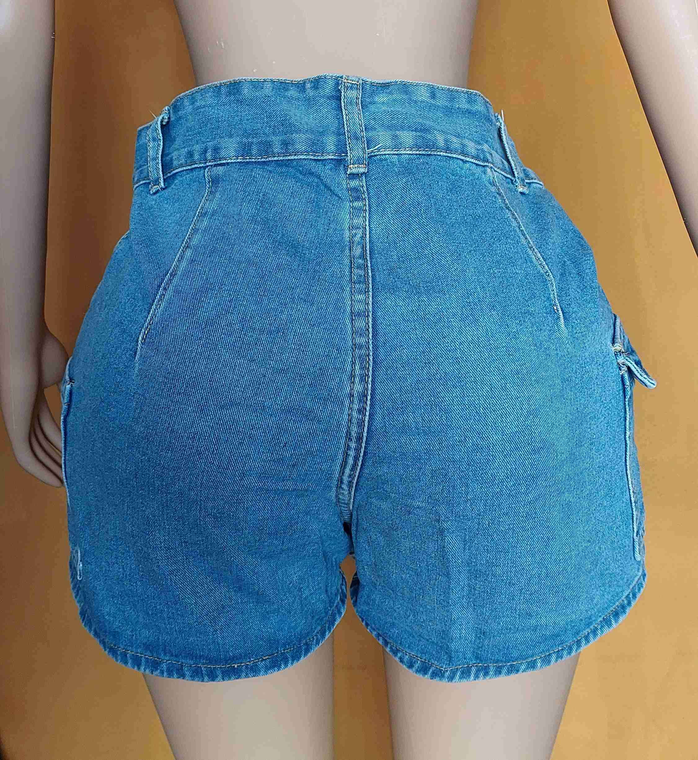 Falda shein corta de jeans azul L - miniatura 5