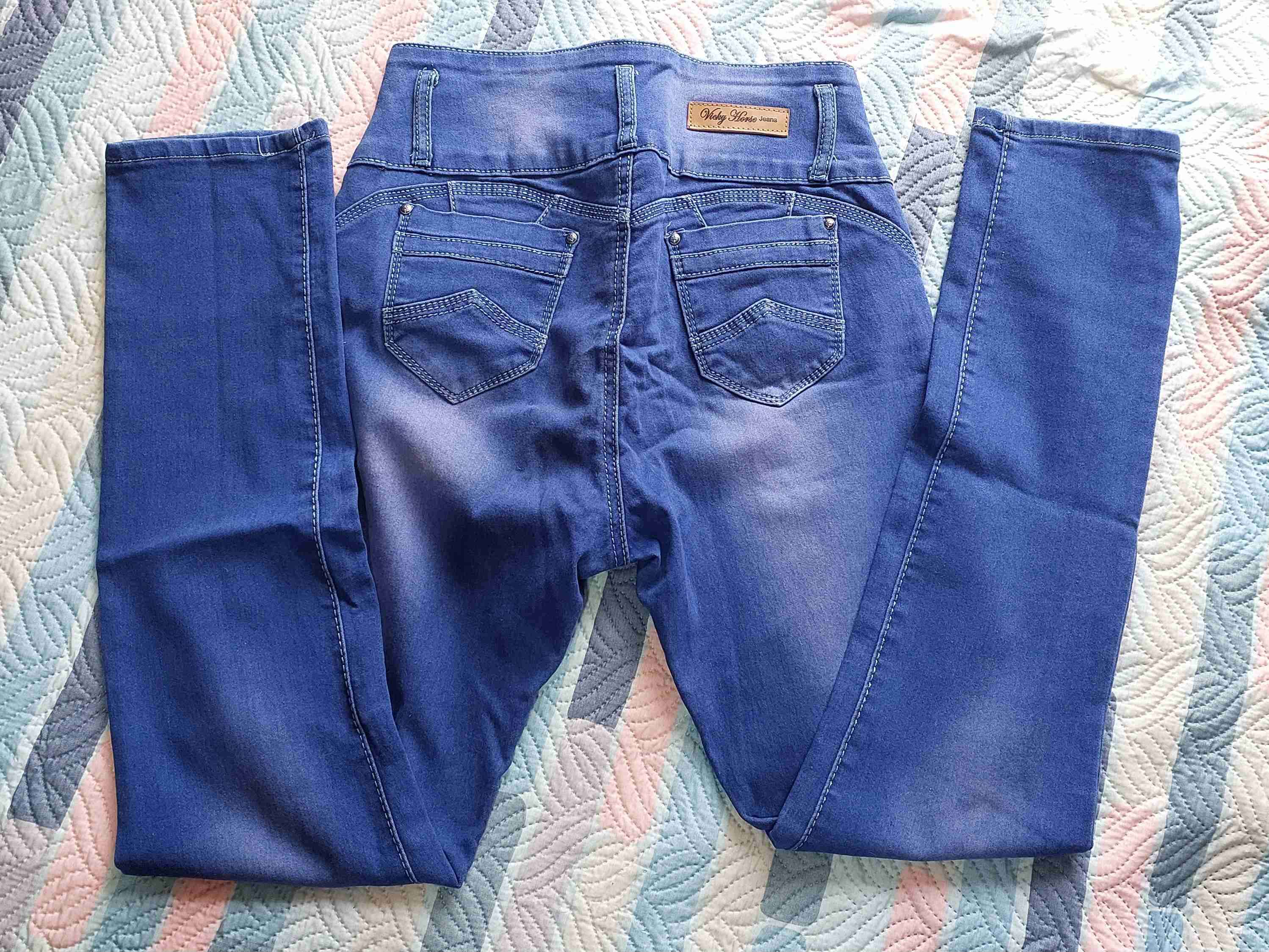 Jeans bordados mujer azul 42 - miniatura 2