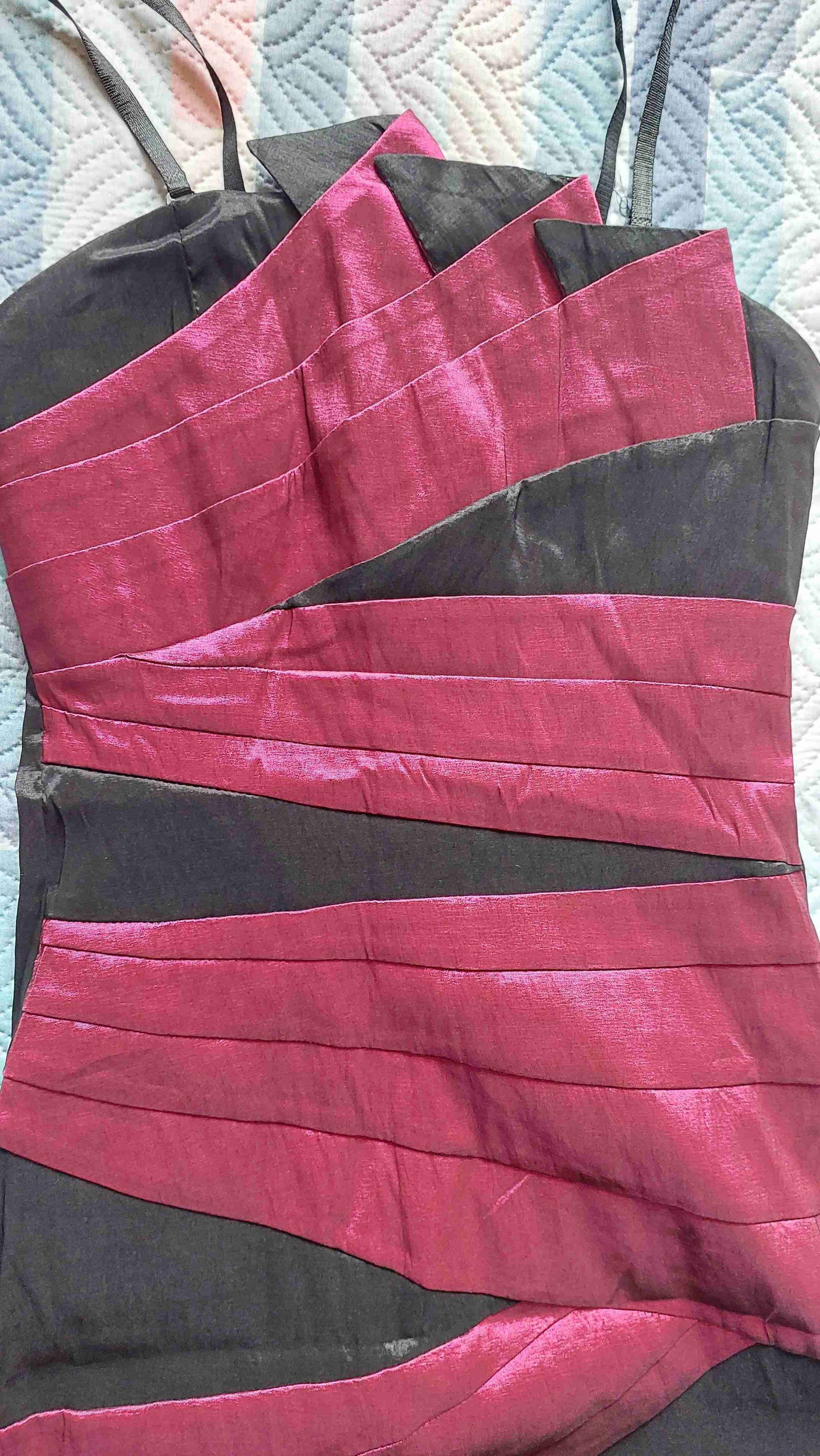 Vestido de fiesta negro y fucsia S - miniatura 3