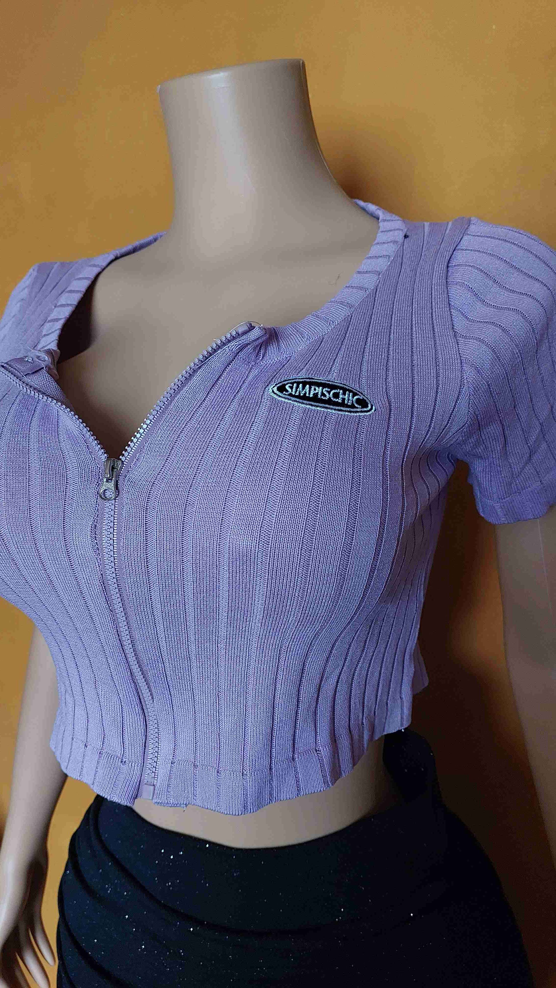 Crop top lila con cierre - miniatura 2