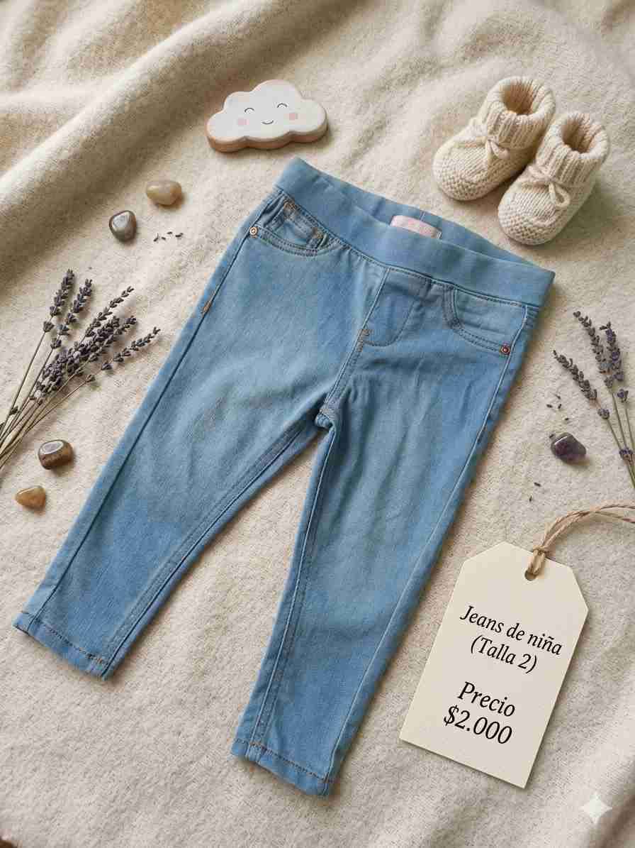 Jeans niña azul con corazones - 2