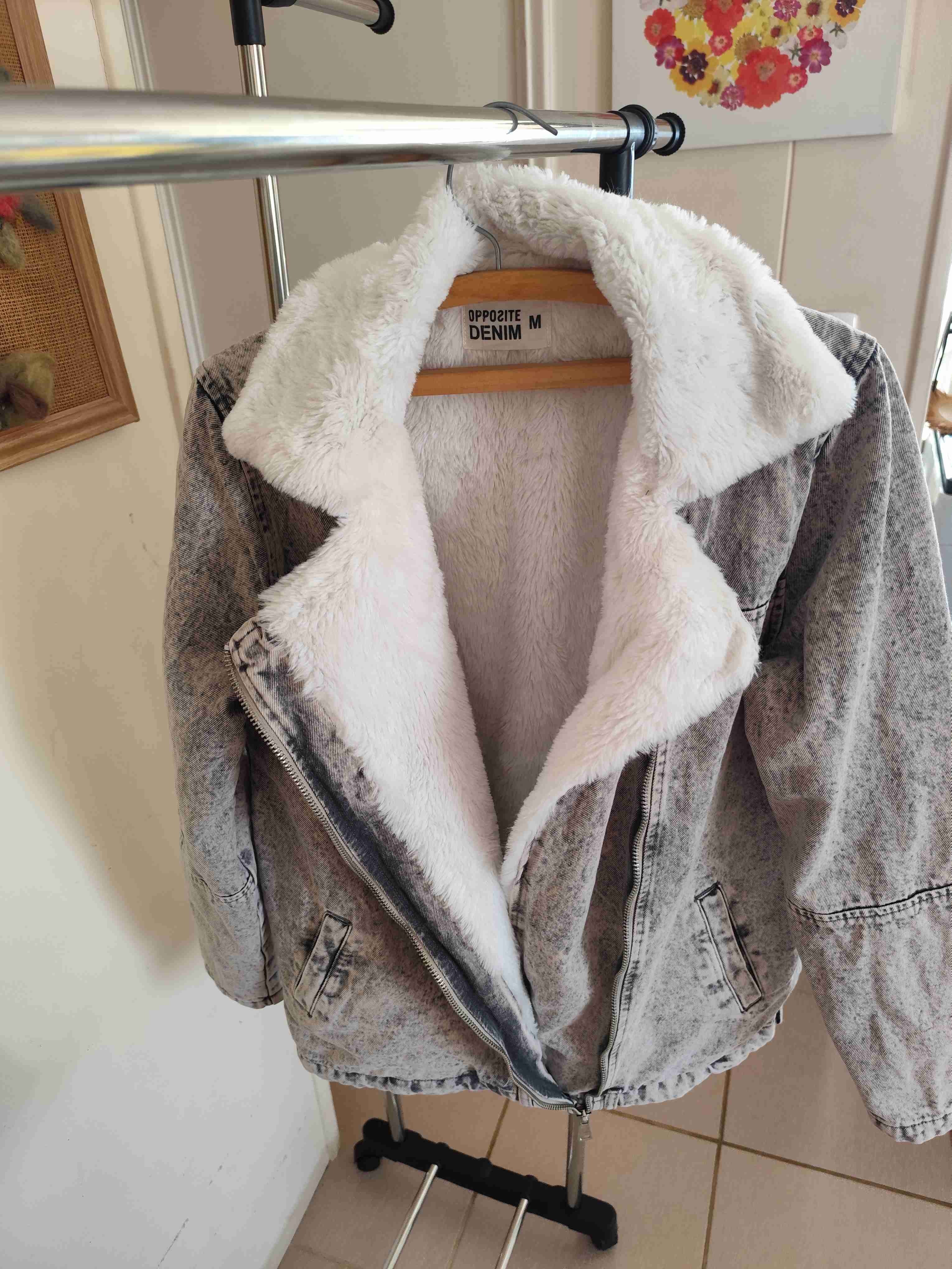 Chaqueta denim con forro blanco - 1