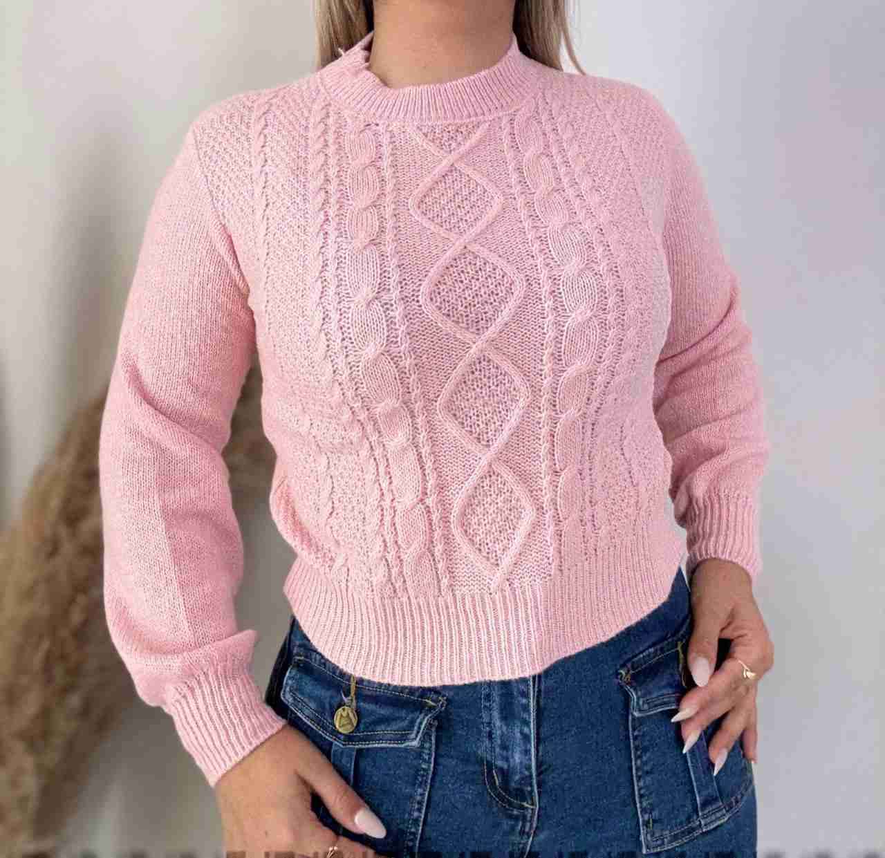 Suéter rosado tejido mujer - miniatura 2