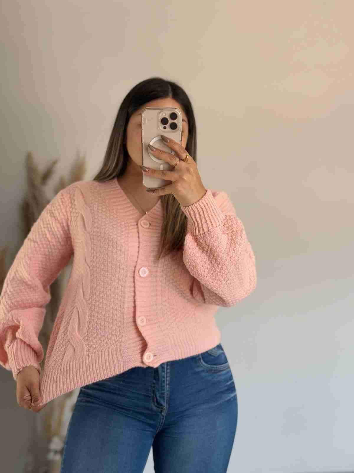 Cardigan rosado mujer - 2