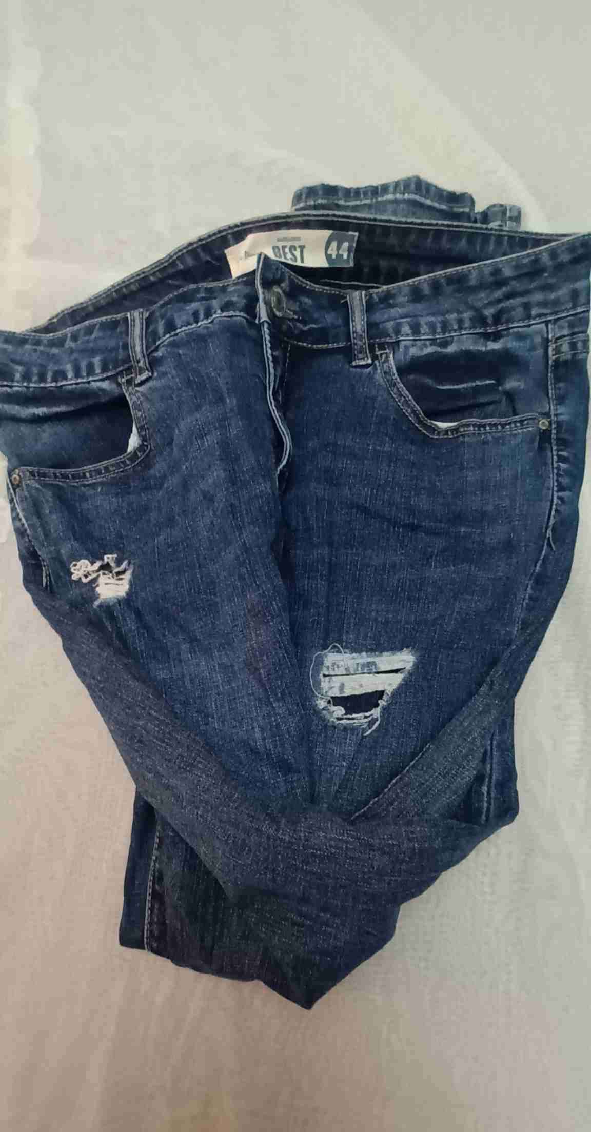 Jeans azul desgastados barbados 44 - miniatura 5