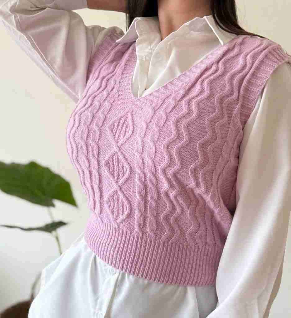 Chaleco sin mangas lila tejido - miniatura 2