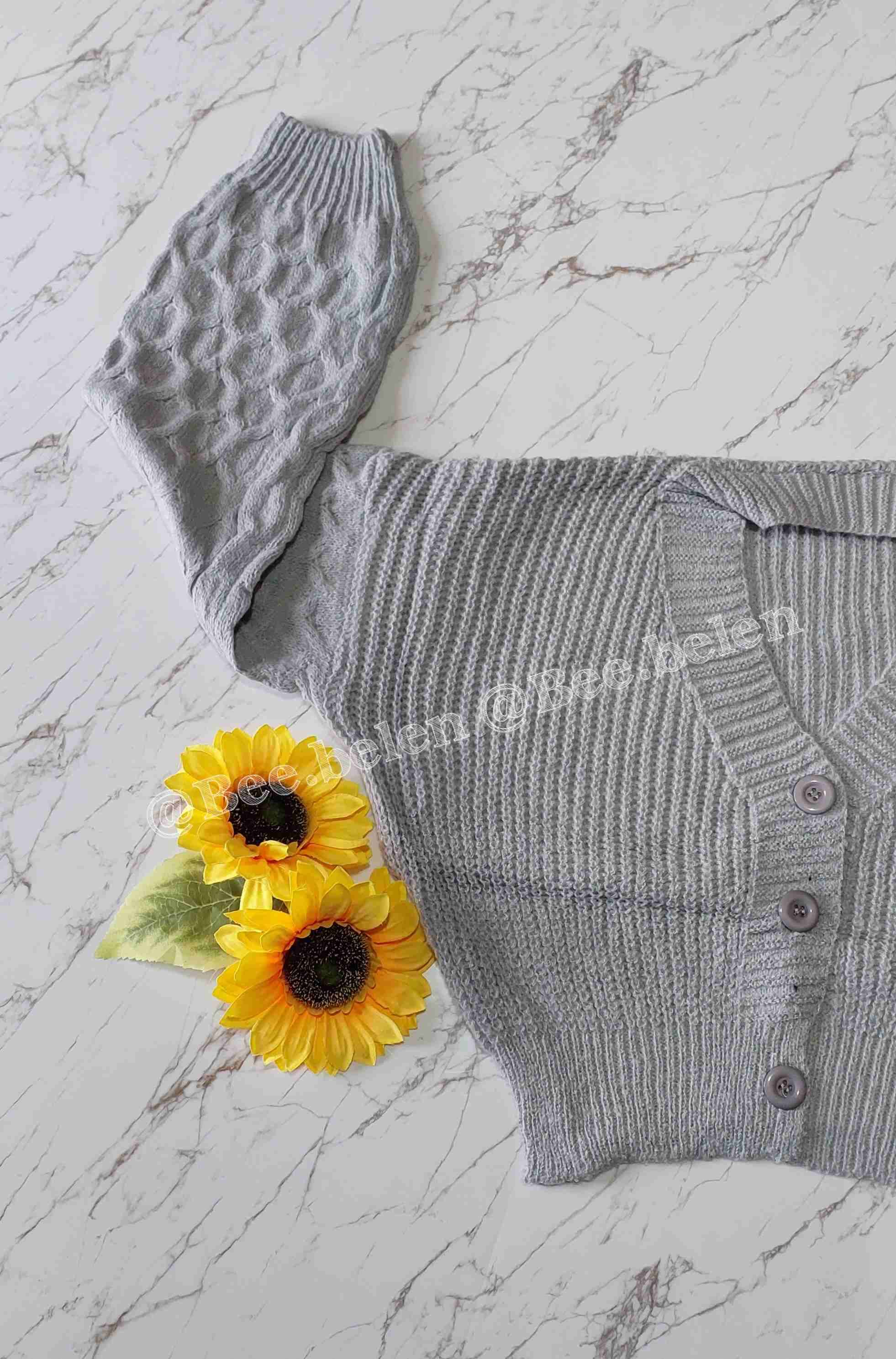 Cárdigan gris tejido botones - miniatura 2