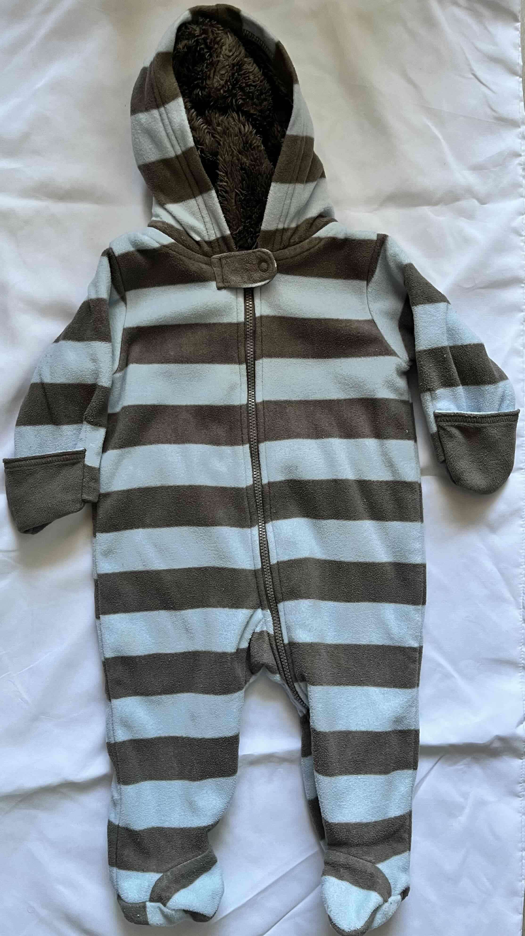 Enterito de bebé rayado con capucha - 2