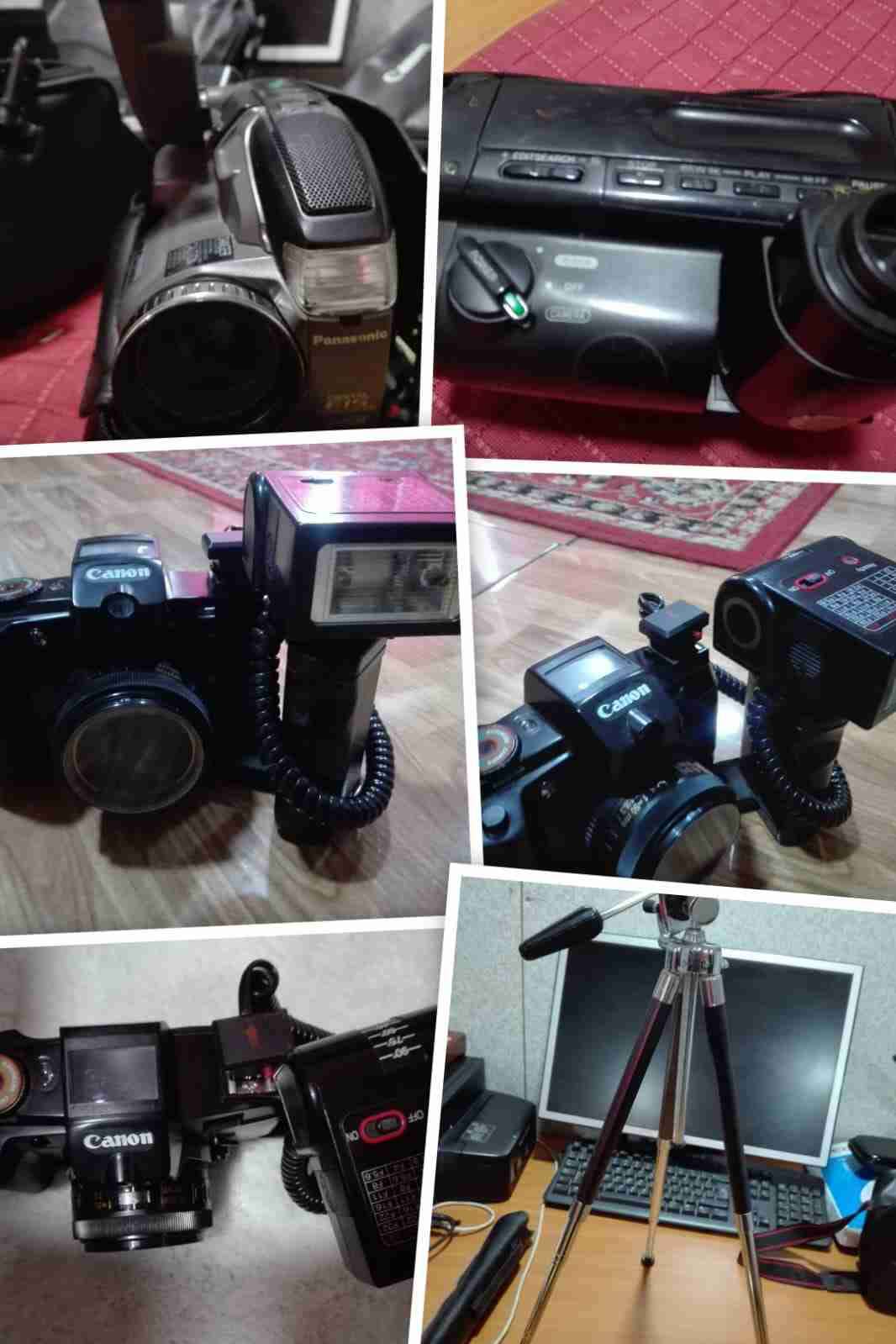 Cámara Canon con flash y trípode - miniatura 1