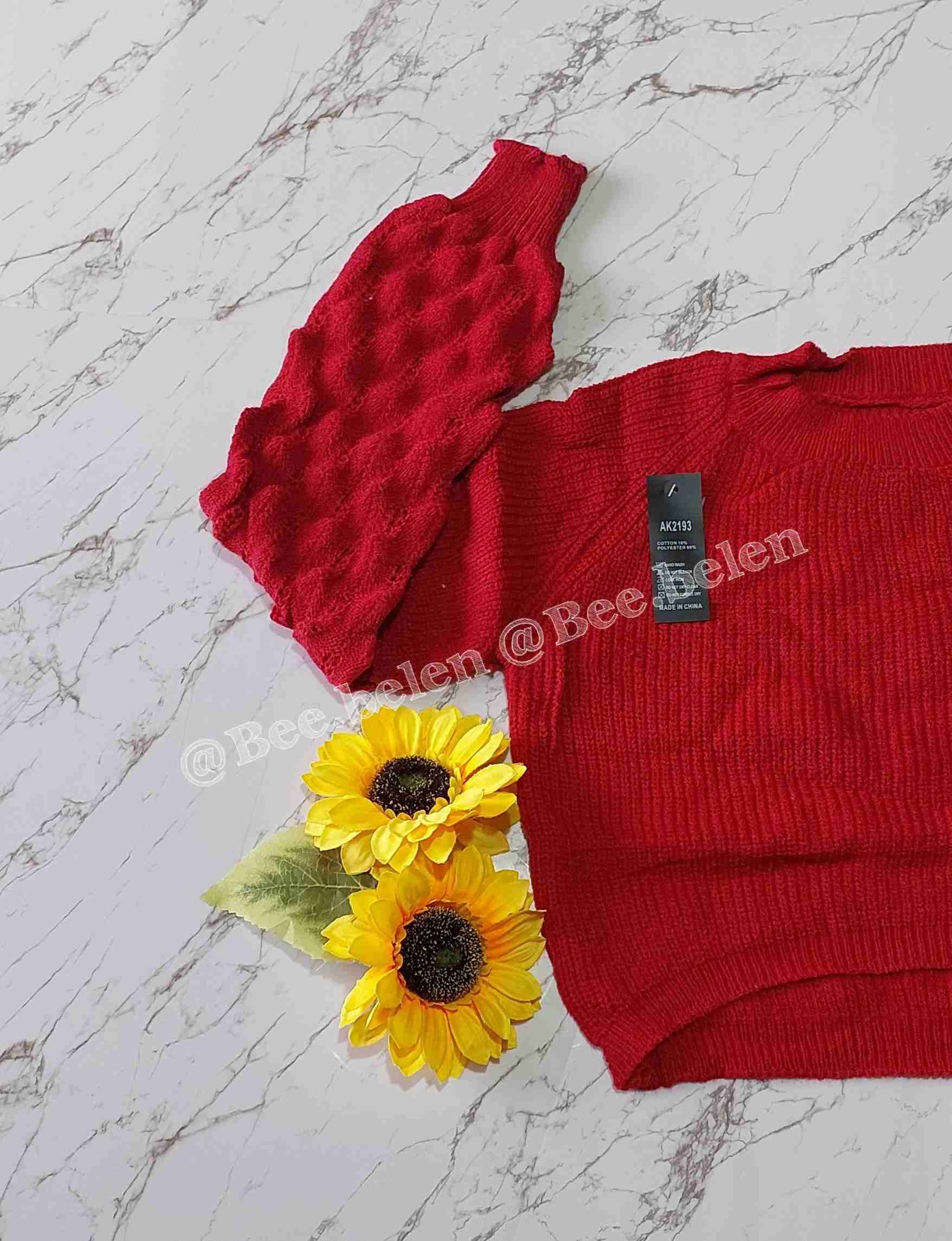 Suéter rojo con textura - miniatura 2