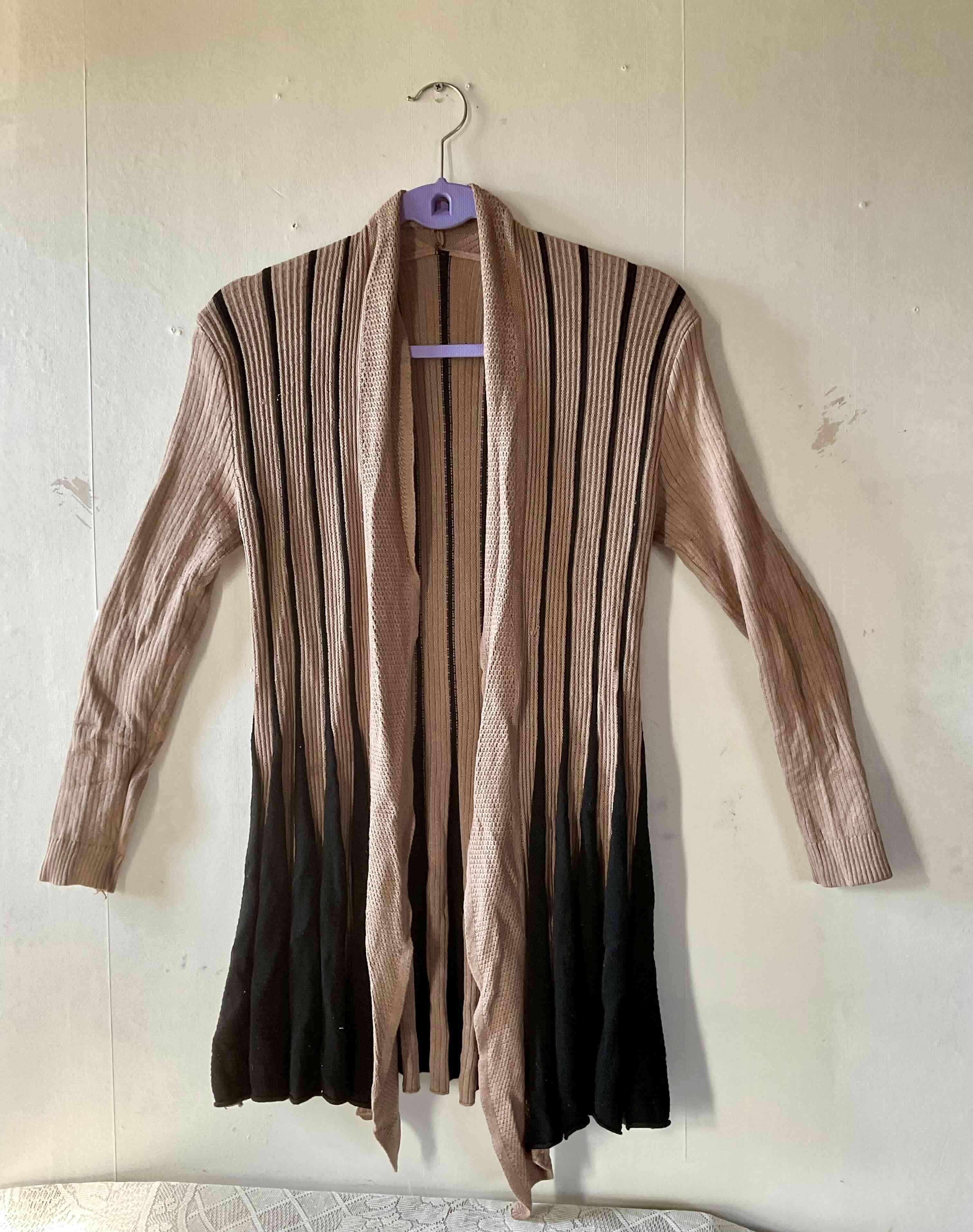 Tapadito largo rayado beige y negra - 1