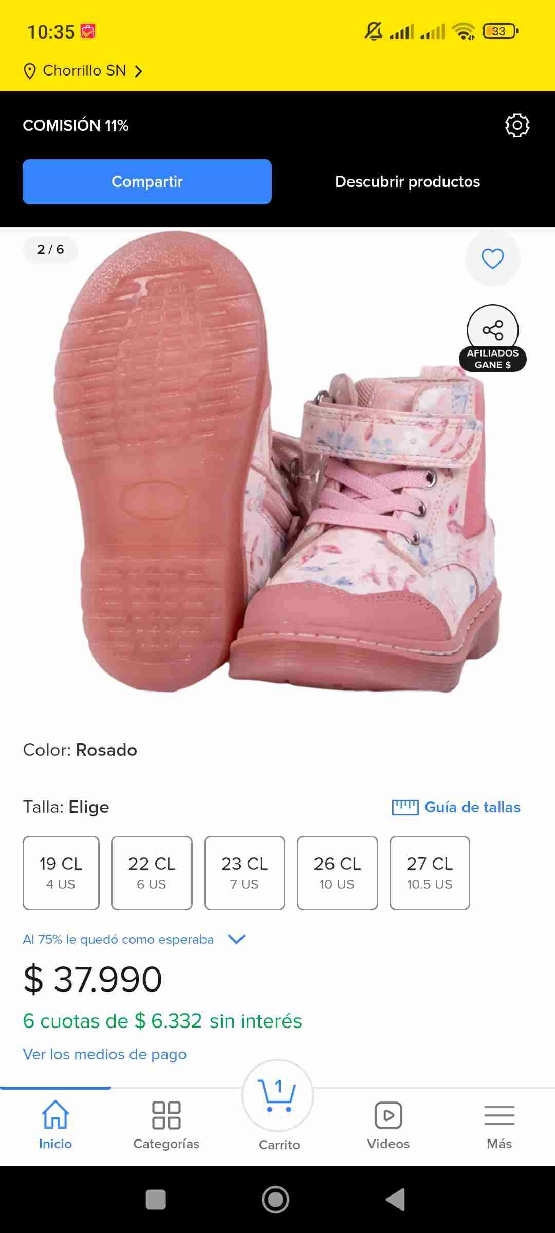 Botas rosadas con diseño floral - miniatura 2